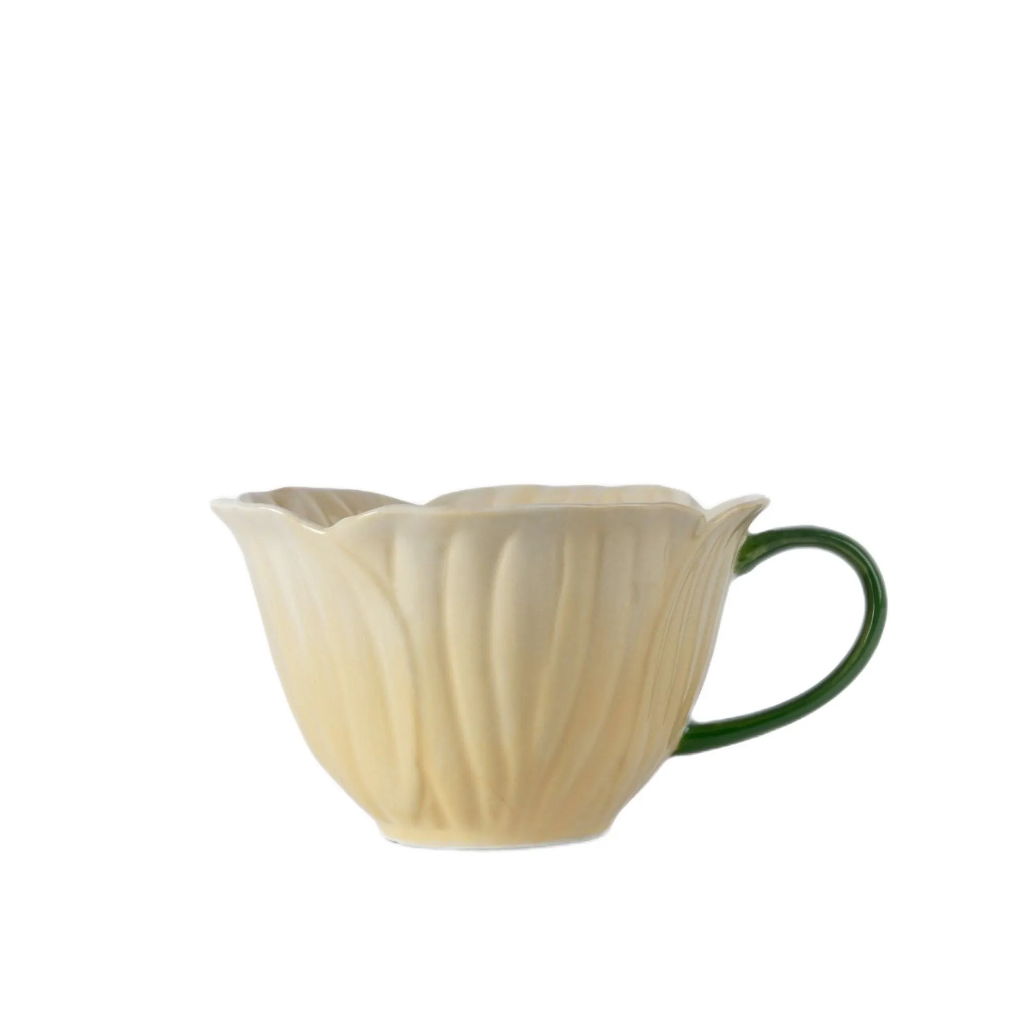 dzbanek, ceramiczny, kremowy, zielonyUchwyt, dzbanek do kawy