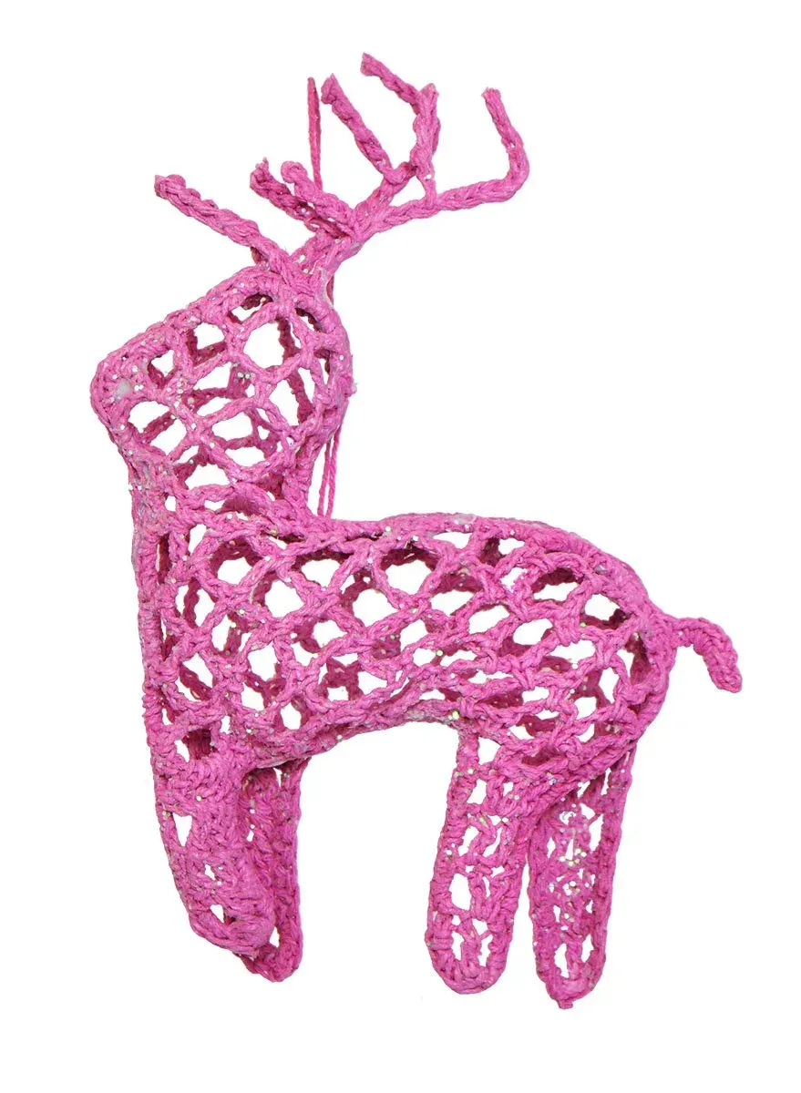 Dekoracja świąteczna RENIFER szydełkowy fioletowy