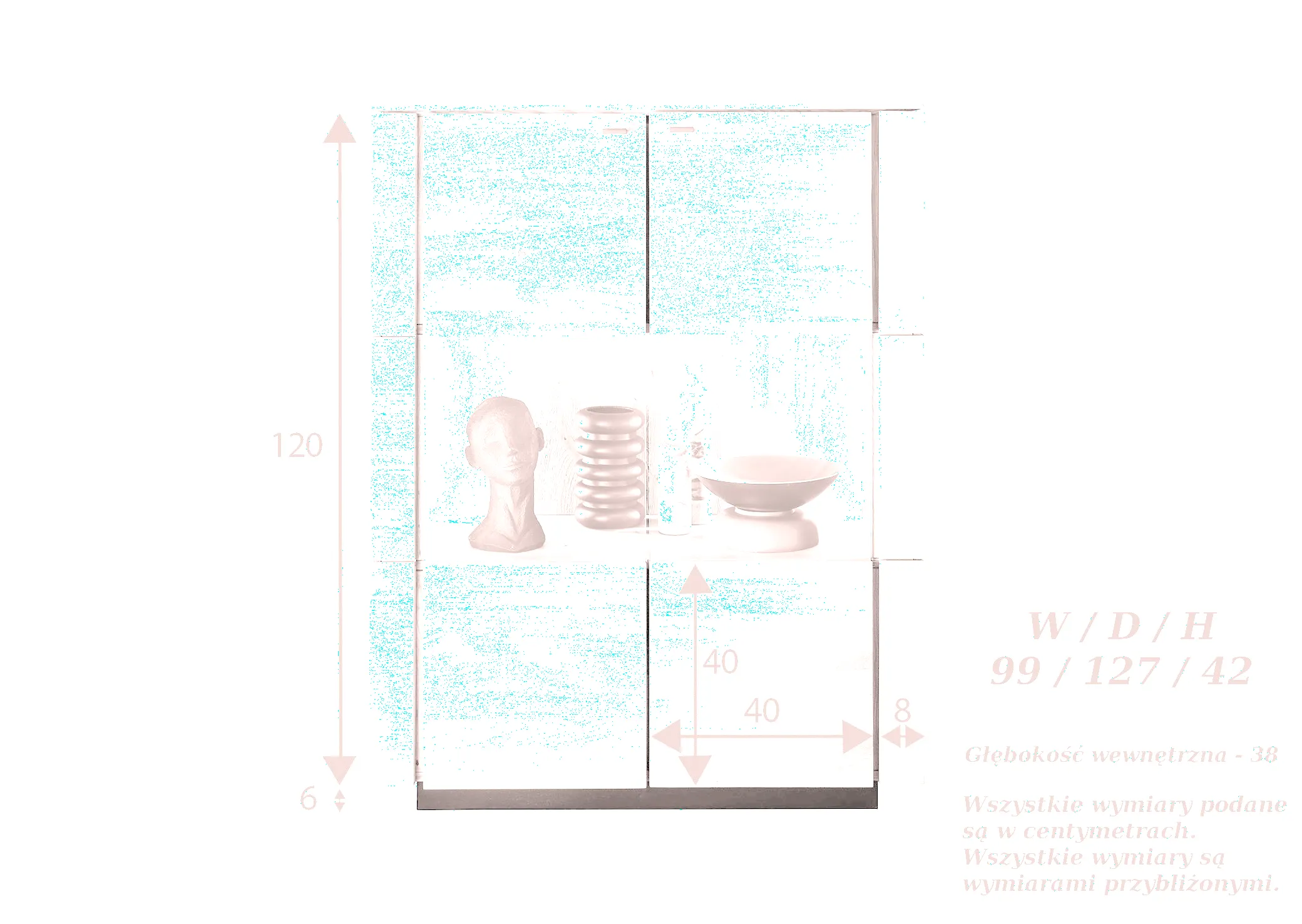 Kredens – komoda dębowa z witryną PRESENT 2-drzwiowa 96x127 - GK_103623030202