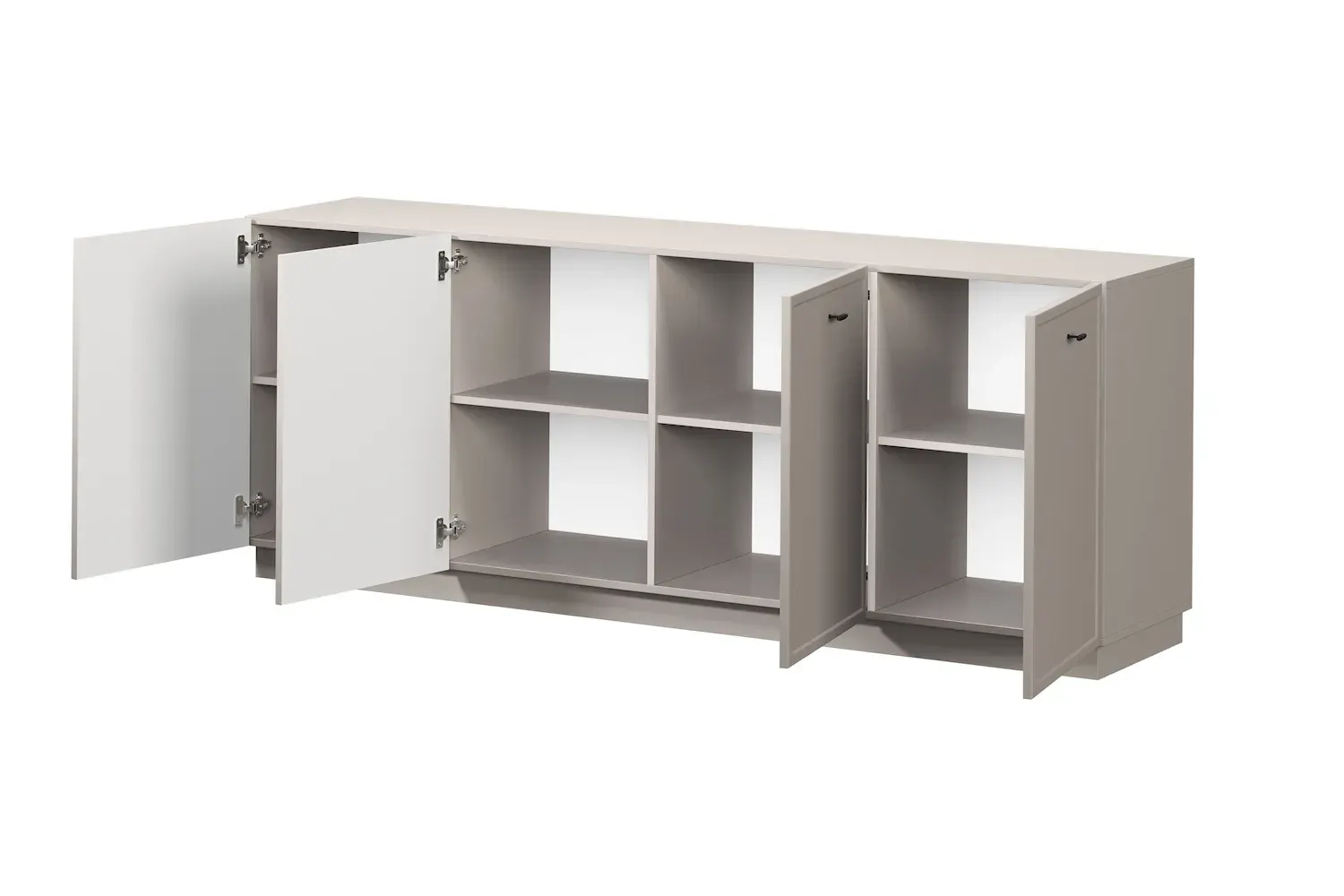 Komoda 4-drzwoiowa LORINI 200 - cashmere uchwyt T-bar czarny cokół - B_166751