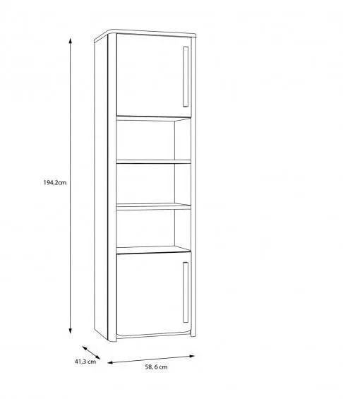 Regał młodzieżowy SURFINIO 195x59 szary dąb catania - SFNR711L-M378