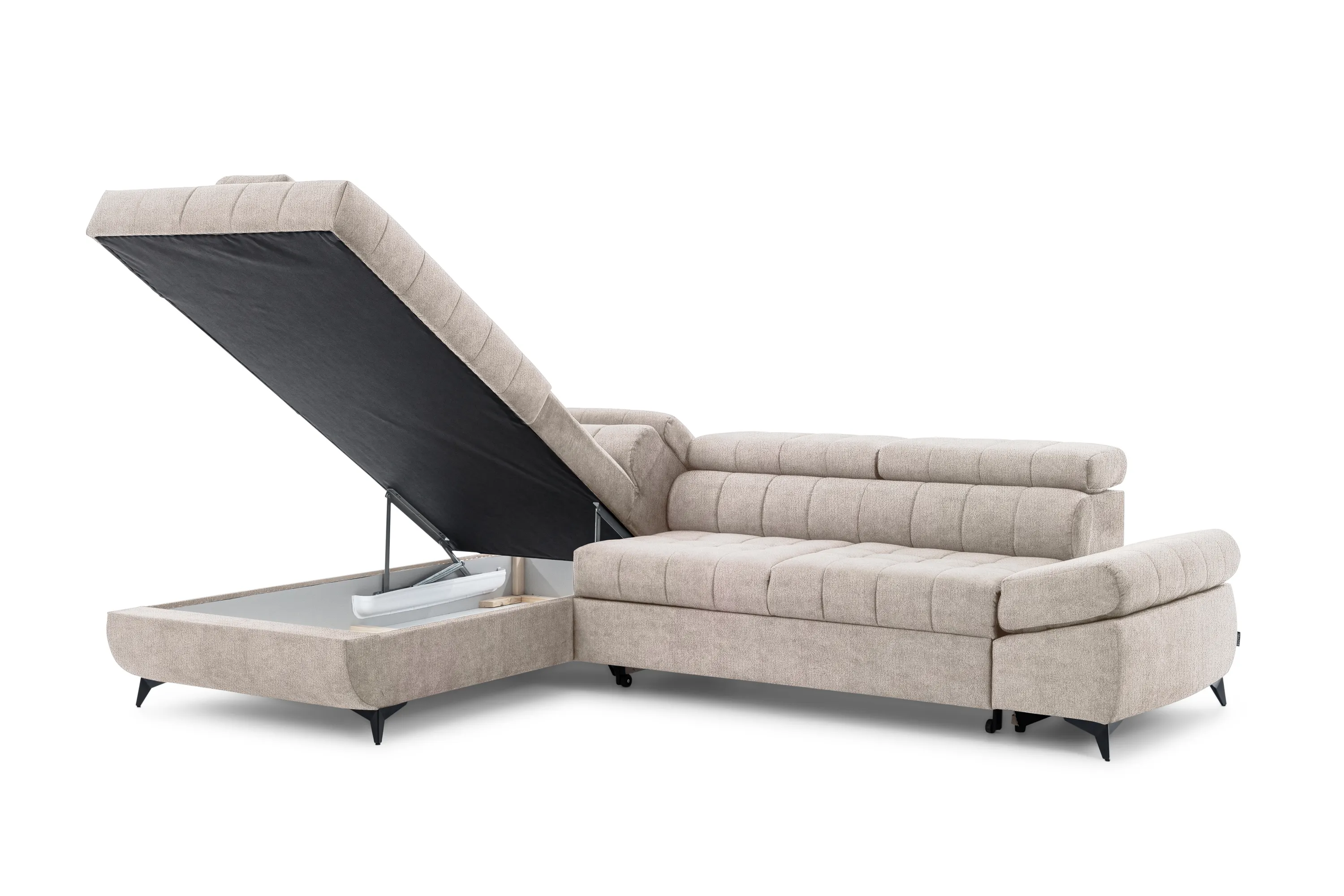 Narożnik lewostronny VALORIS L regulowane zagłówki i podłokietniki tkanina Perfect Harmony 07 beżowy - B_162921