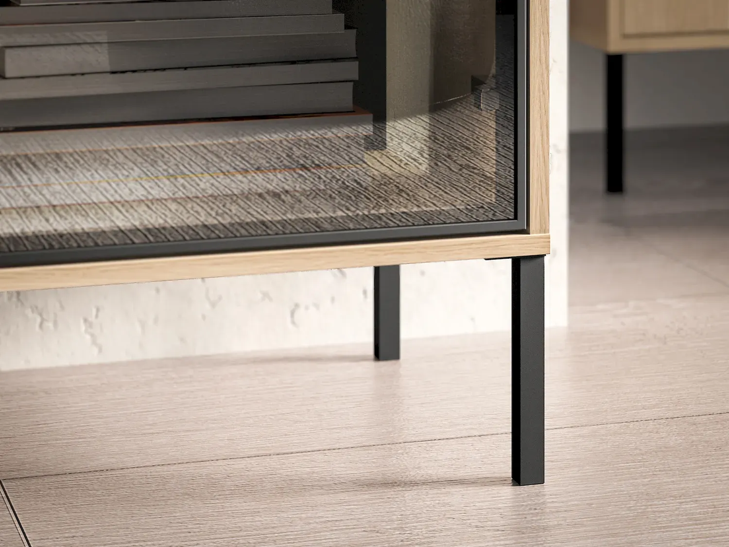 Komoda 2-drzwiowa z 3 szufladami BARNEE 02 oświetlenie LED dąb lindberg - 1BARN02-001