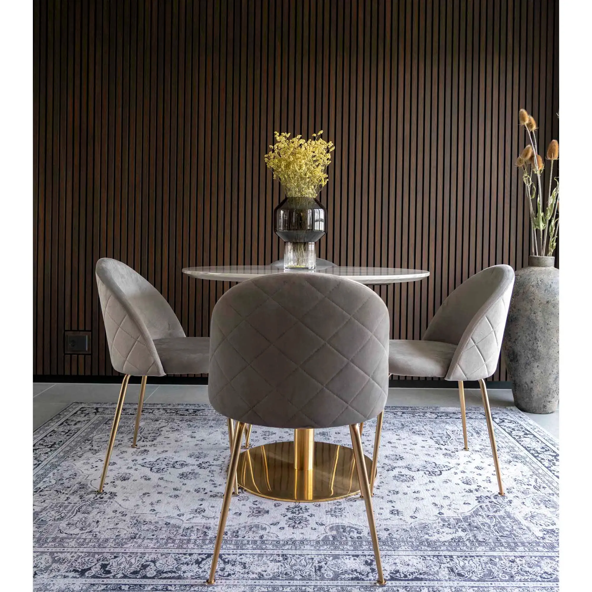 Geneve Krzesło 3 Złoty stelaż Velvet Szary - 1001252