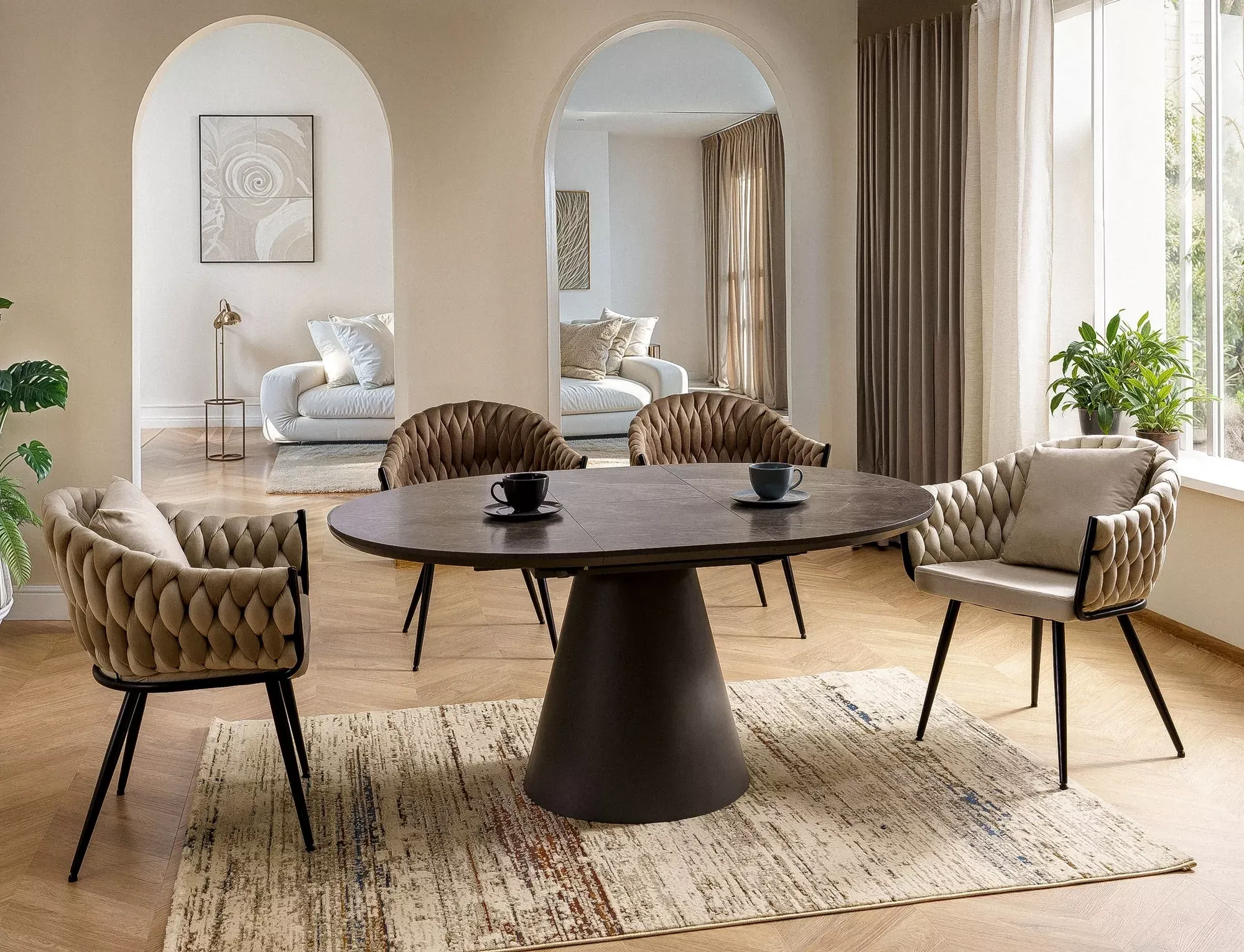 Krzesło tapicerowane NUVO VELVET aksamitne jasnobeżowe/czarne nogi - NUVOVCJBE