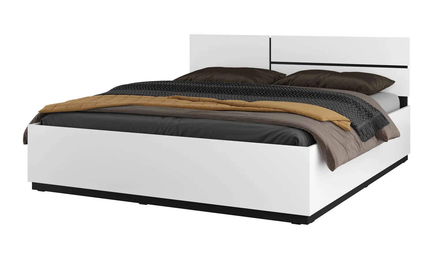 Łóżko z zagłówkiem CROSS S 32 180x200 biały czarny - 249WMY32