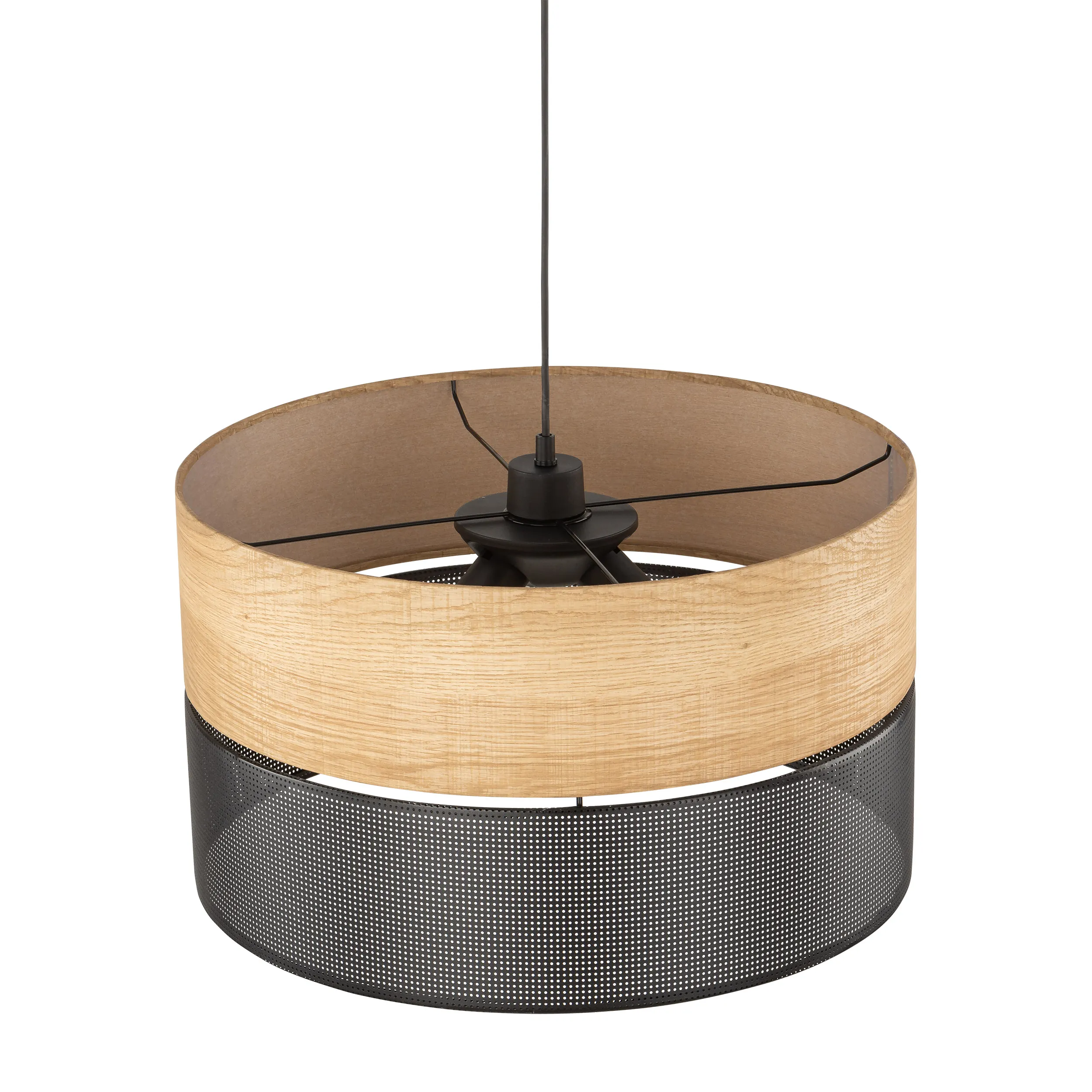 Lampa wisząca NICOL czarna z drewnianym elementem okrągła 120x50cm - TK_4798