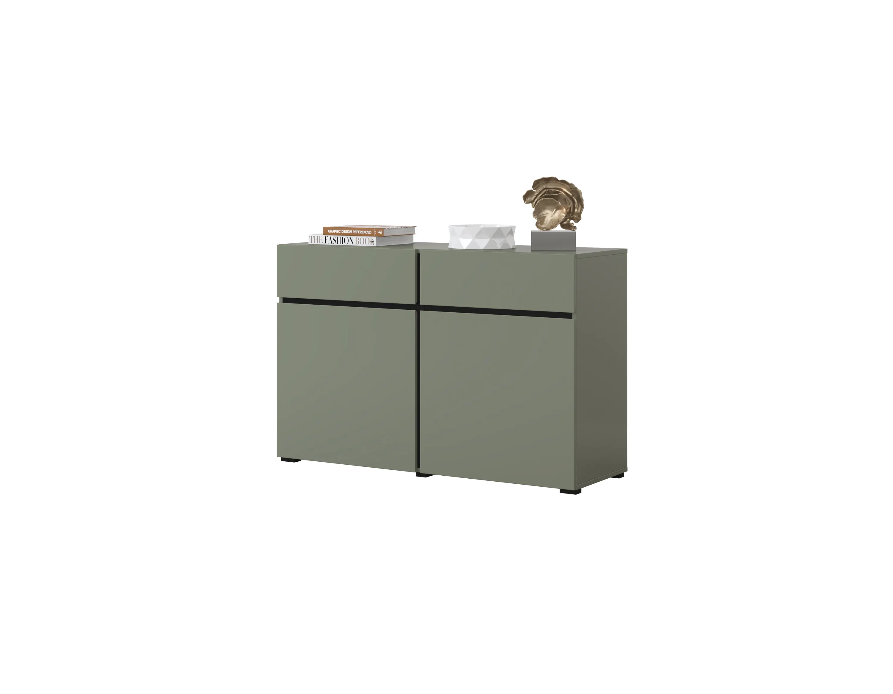 Komoda 2-drzwiowa z szufladami CROSS 120 cm zielona - 24GWMY45