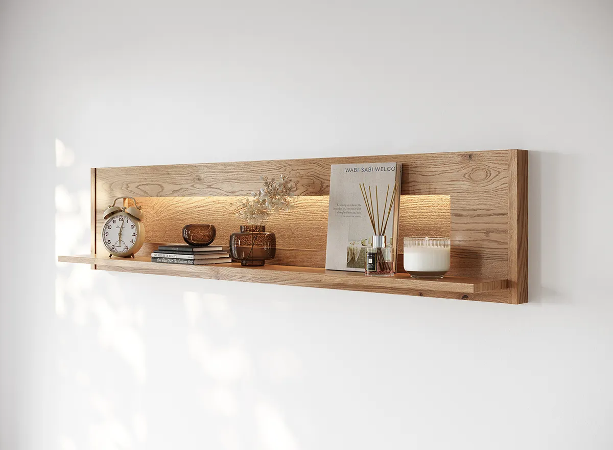 Półka wisząca DIVISIONE oświetlenie led 123 cm dąb olejowany - ZIDIV11