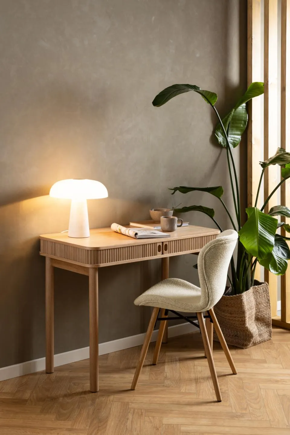 Krzesło tapicerowane DOREN Kremowy, Dab olejowany ( zestaw 2 sztuk ) - H000023358