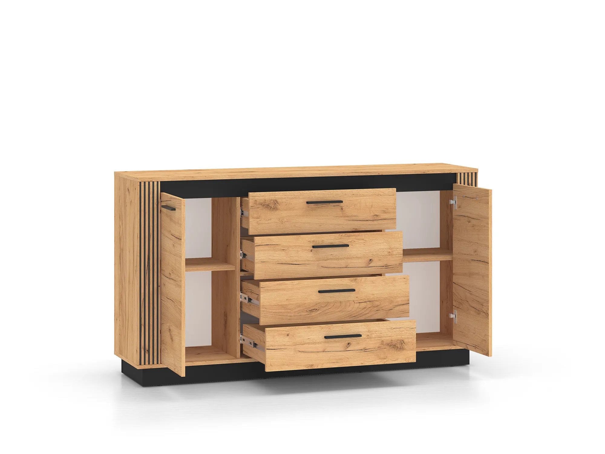 Komoda 2-drzwiowa z 4 szufladami URSO 06 craft złoty, czarny - 1URSO06-001