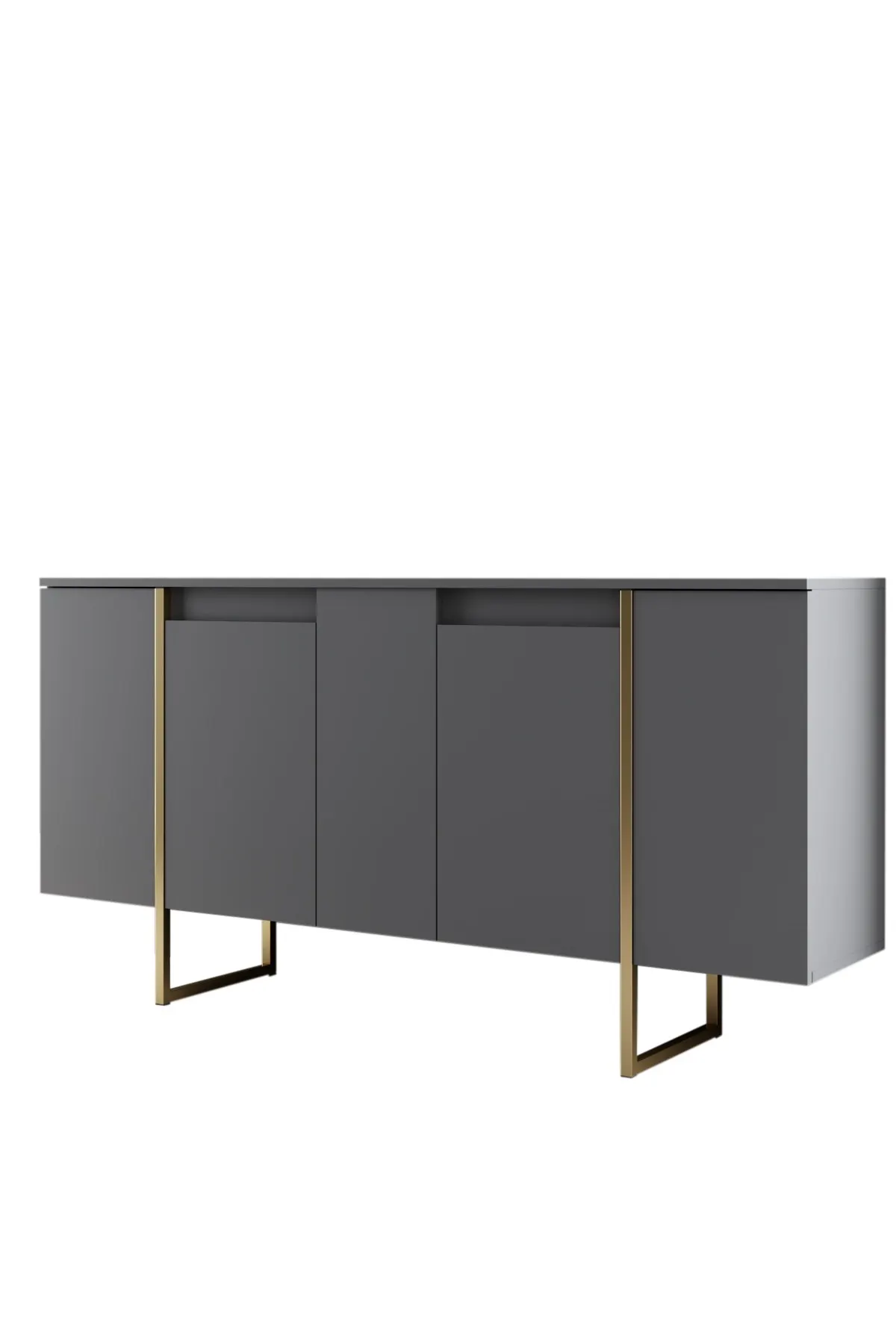 Komoda 4-drzwiowa LUXE 160 cm antracytowa złoty stelaż