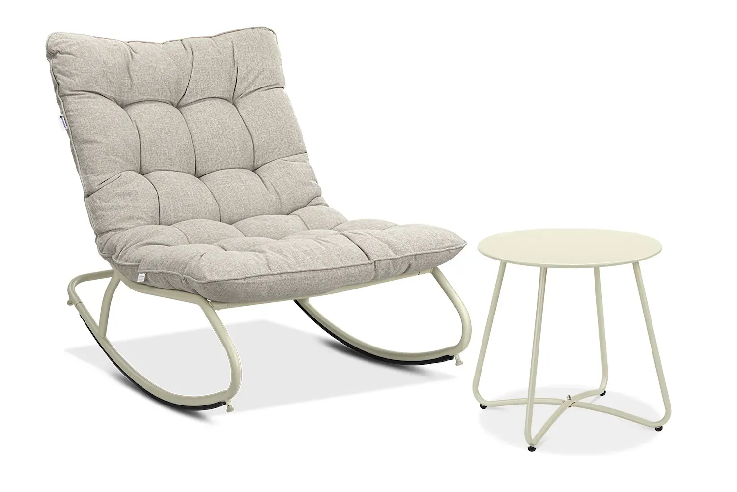 Zestaw Fotel bujany AGAVA i stolik ART jasny beż