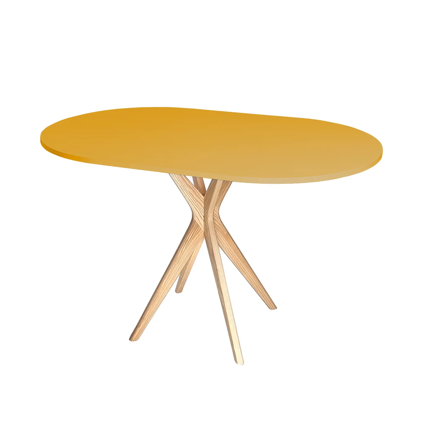 Stół owalny JUBI Racetrack 75x100cm żółty naturalny Stolik kawowy, Meble, Tabela, Stół do jadalni, Sklejka