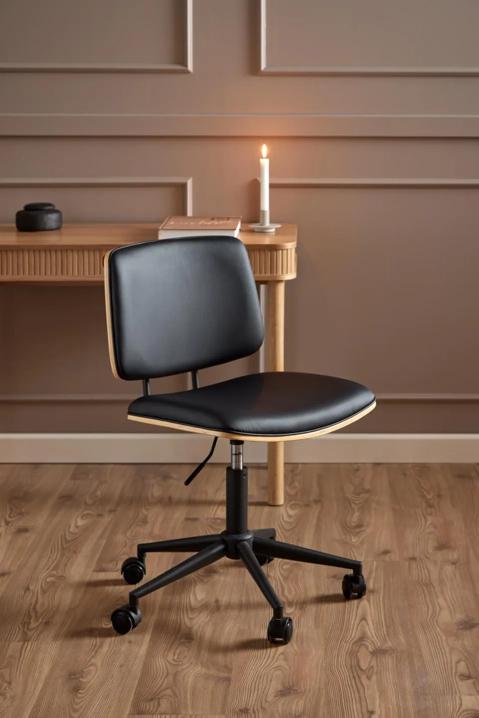 Krzesło obrotowe podnoszone OVEN Naturalny, Czarny - 0000104826