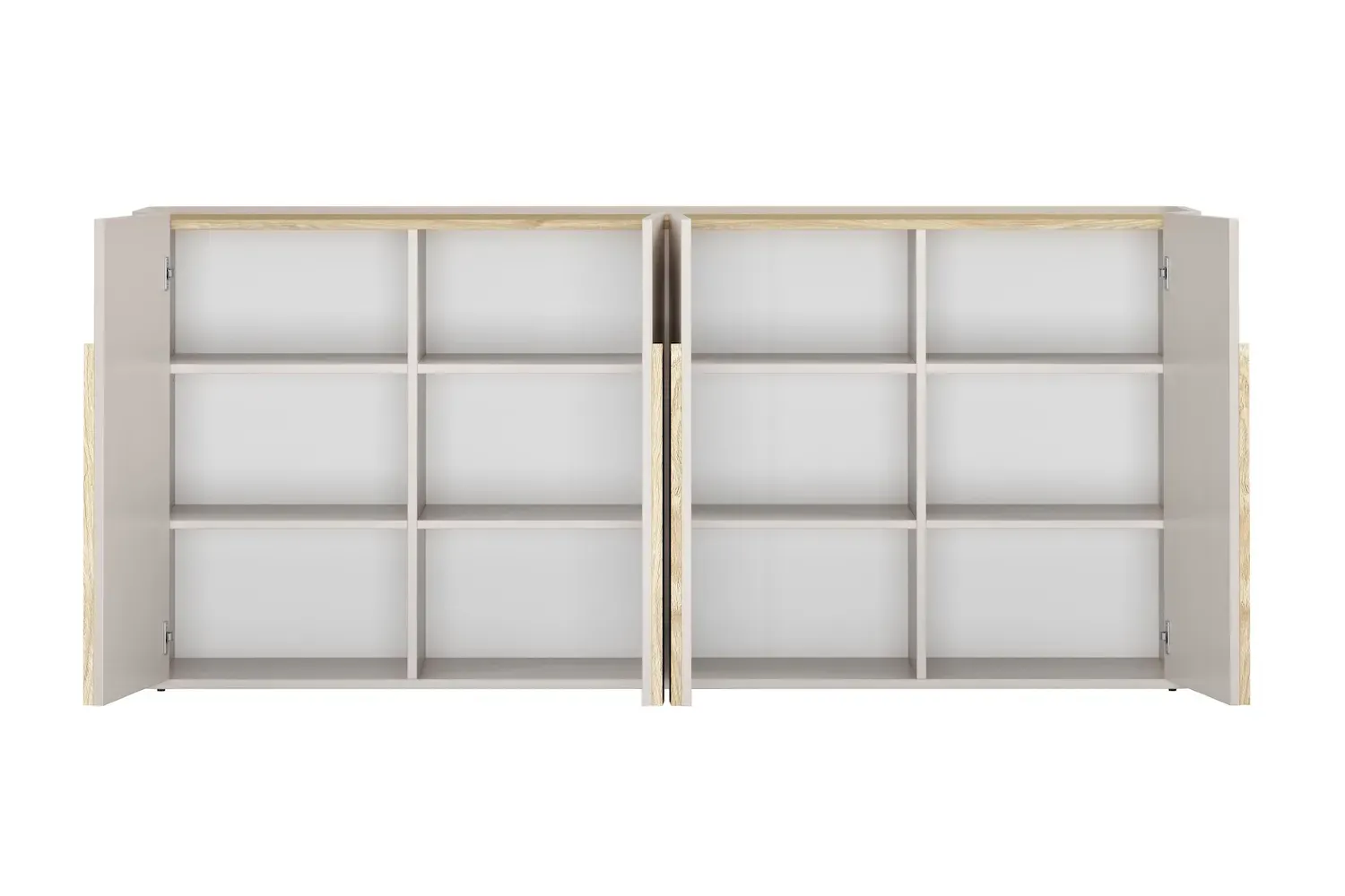 Komoda 4-drzwiowa AMILIO 200 - cashmere dąb olejowany uchwyty dąb jasny - B_169213