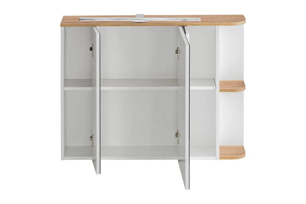 Szafka z lustrem 2-drzwiowa PLATINUM biała, dąb złoty craft 94x72x20cm - PLATINUM_840_FSC