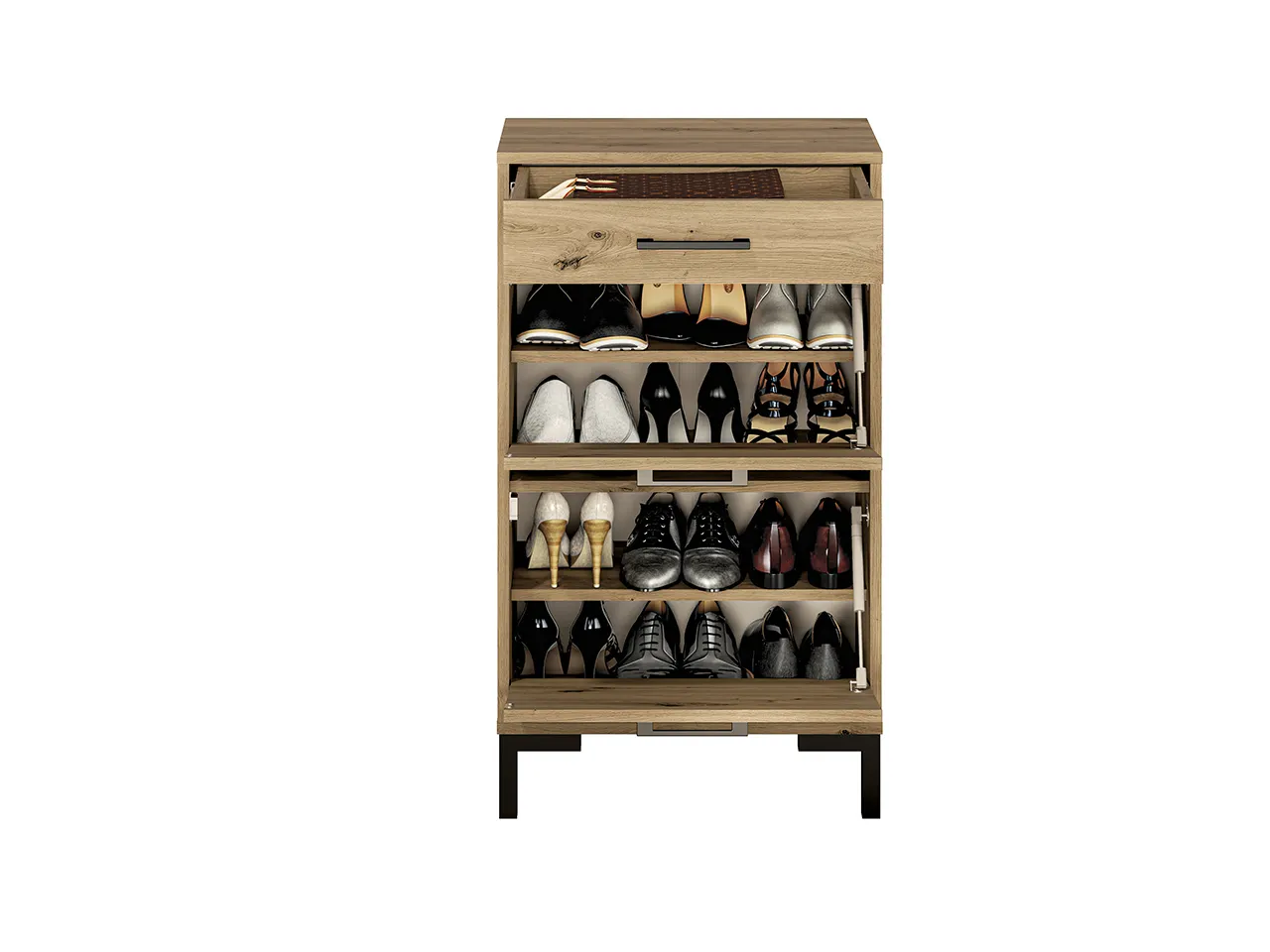 Szafka na buty 2 klapy, 1 szuflada NEVIO 02 dąb artisan 94x55x34 - 1NEVI02-001