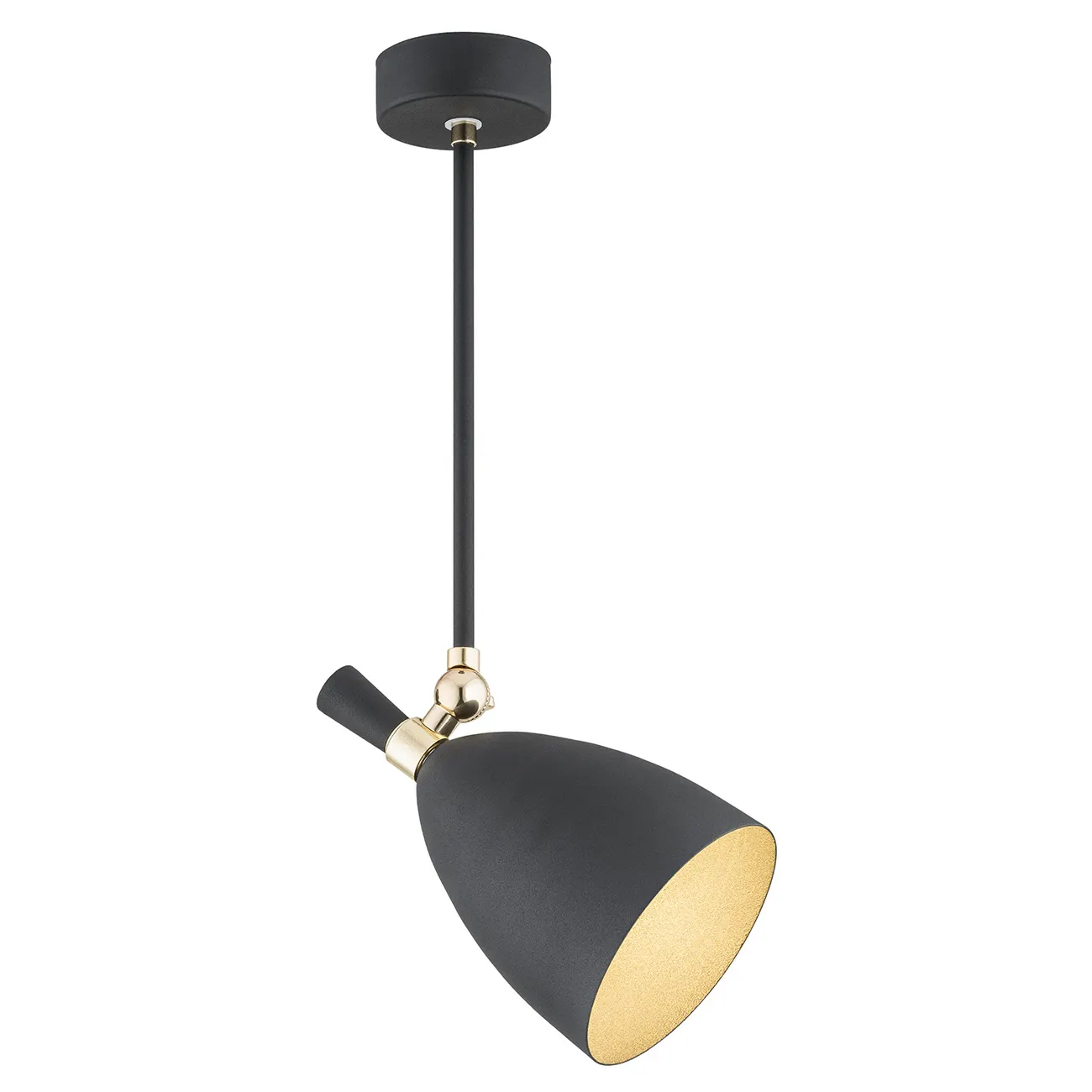 Lampa wisząca CHARLOTTE metalowa czarna złota regulowana 43 cm