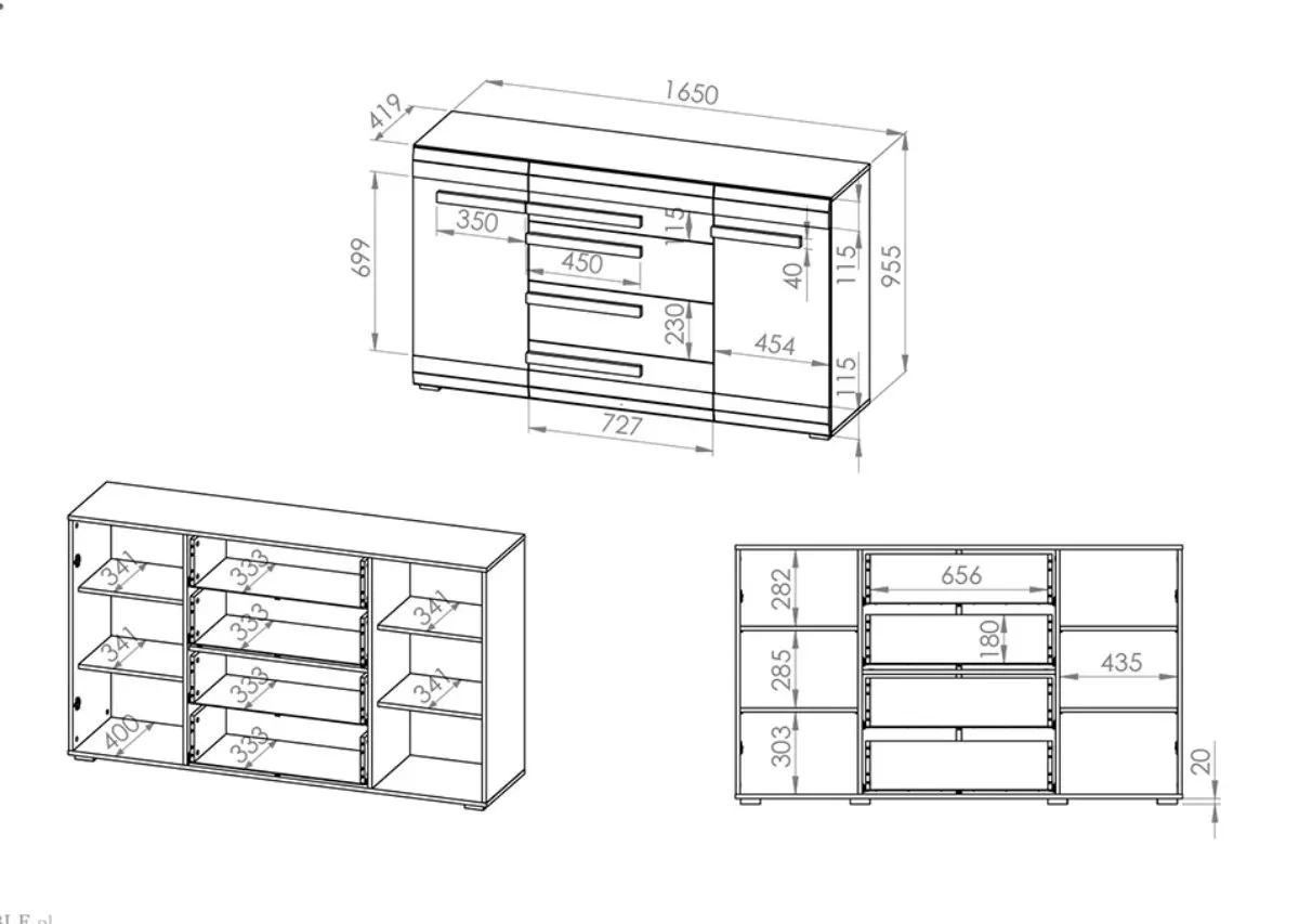 30740-komoda-blanco-06-sosna-sniezna-ml-meble Komoda 2-drzwiowa z szufladami BLANCO 06 sosna śnieżna 165 cm - 1BLAN06-001