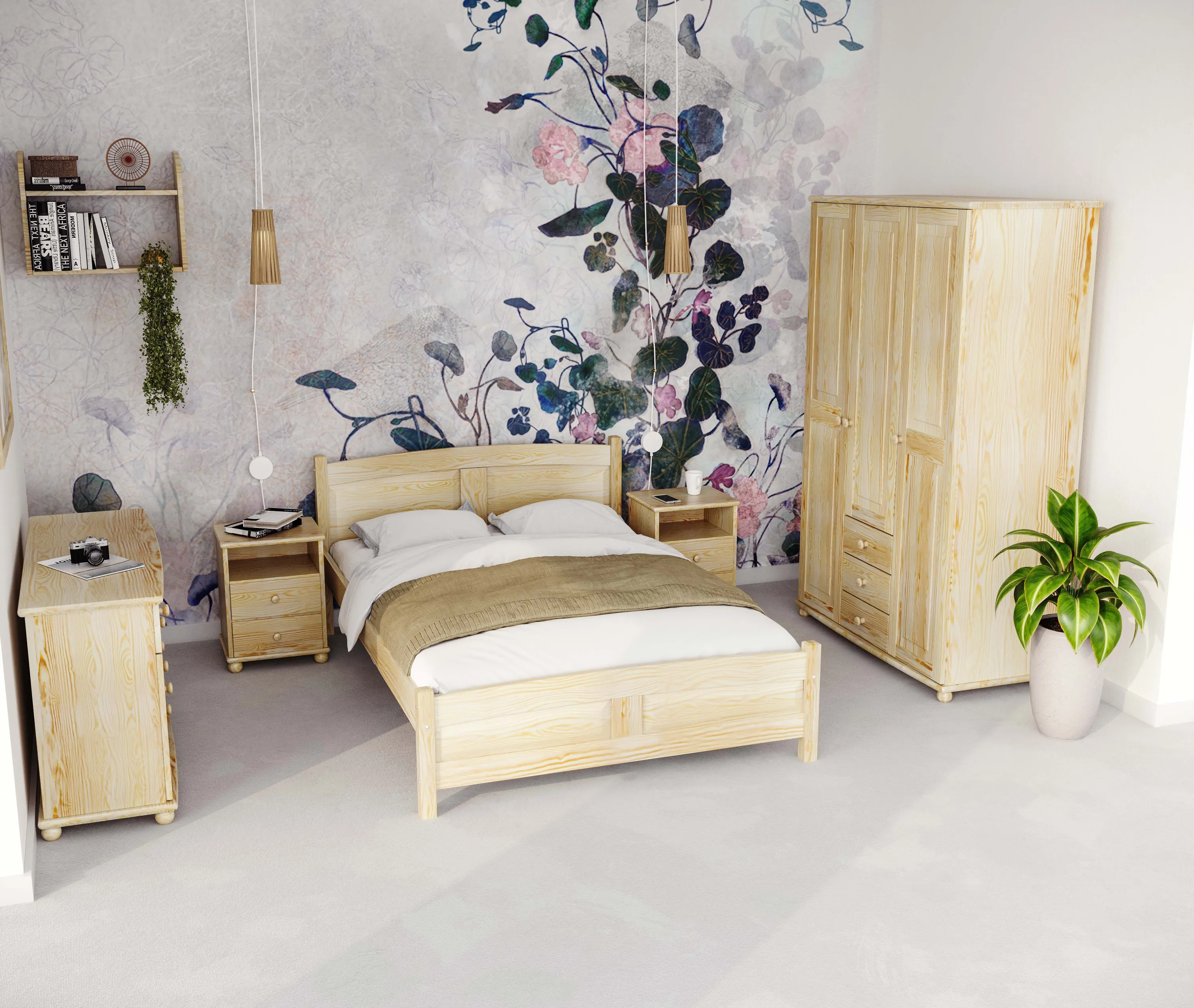 LK104 łóżko S160 D200 sosna naturalny DREWMAX