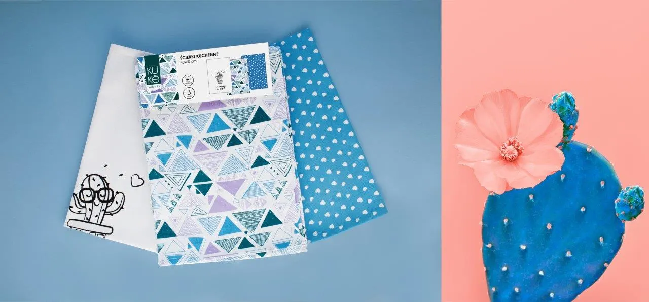 Ścierka zestaw 3 szt. KUKE 007 hug kaktus 40x60 wielokolorowy - FARO_25580