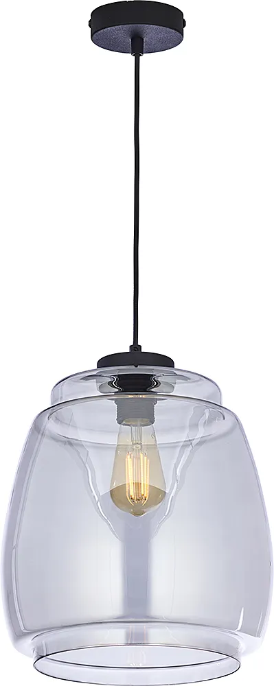 Lampa wisząca PILAR czarna z szarym szklanym kloszem 170x26cm - TK_2425
