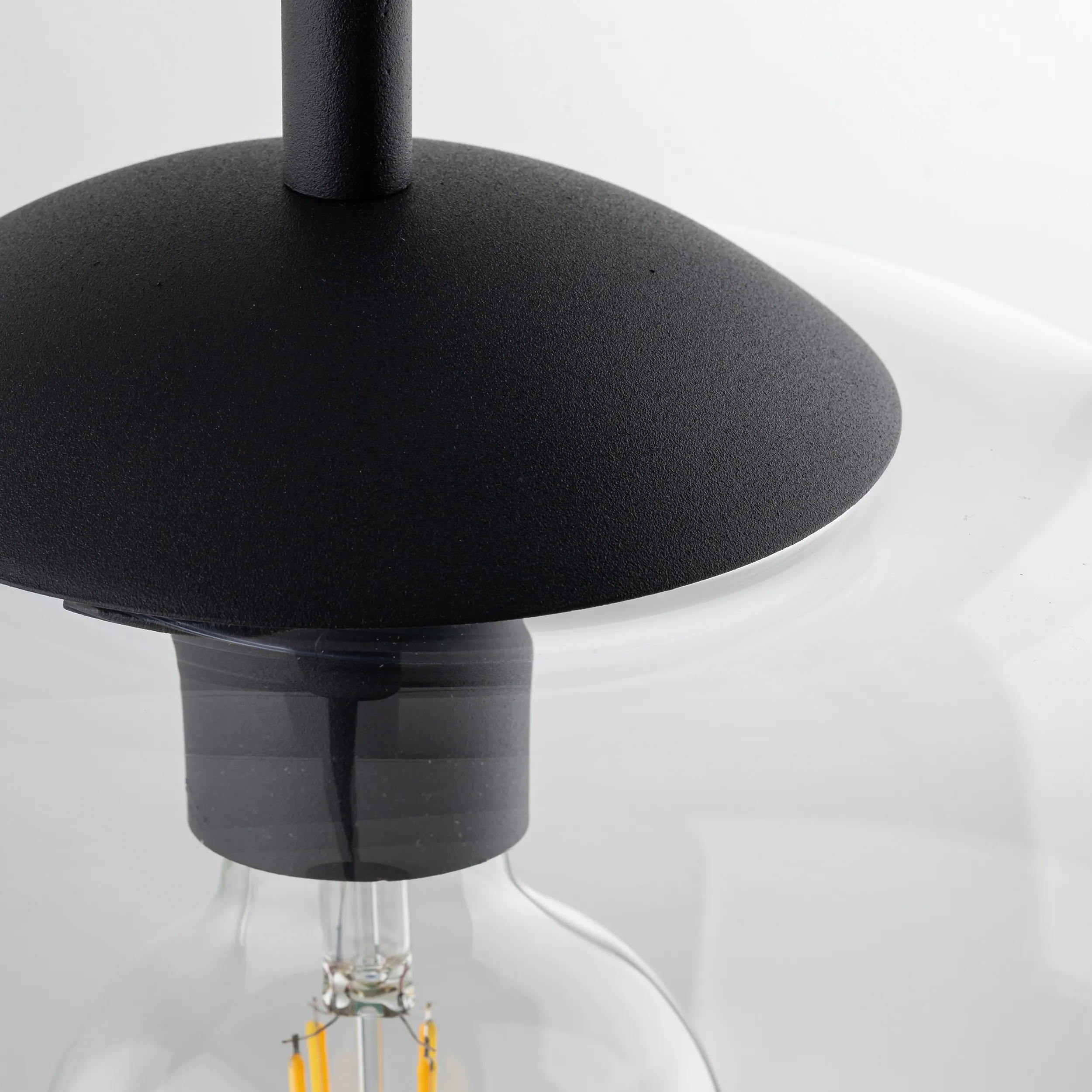 Lampa wisząca VIBE czarna z transparentnym szklanym okrągłym kloszem 170x30cm - TK_4817