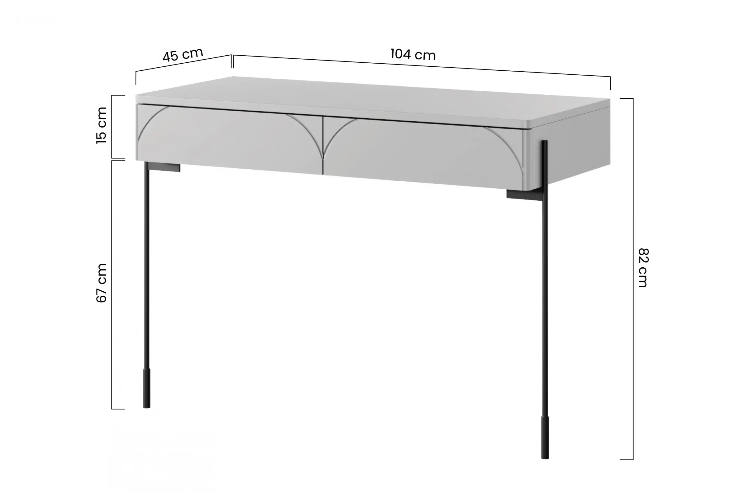 Toaletka - konsola z 2 szufladami SONATIA 100 - czerwony ceglany - czarny stelaż - B_149182