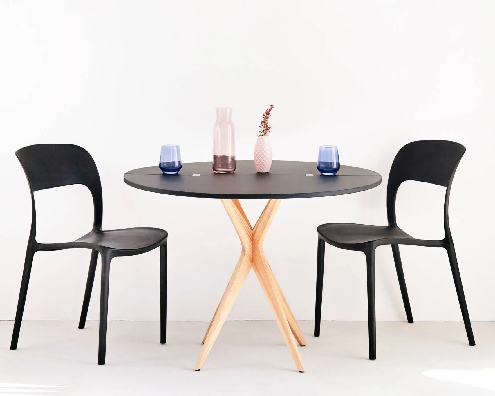 Stół półokrągły rozkładany JUBI śr. 90cm beżowy - NRAGABATJ_E4