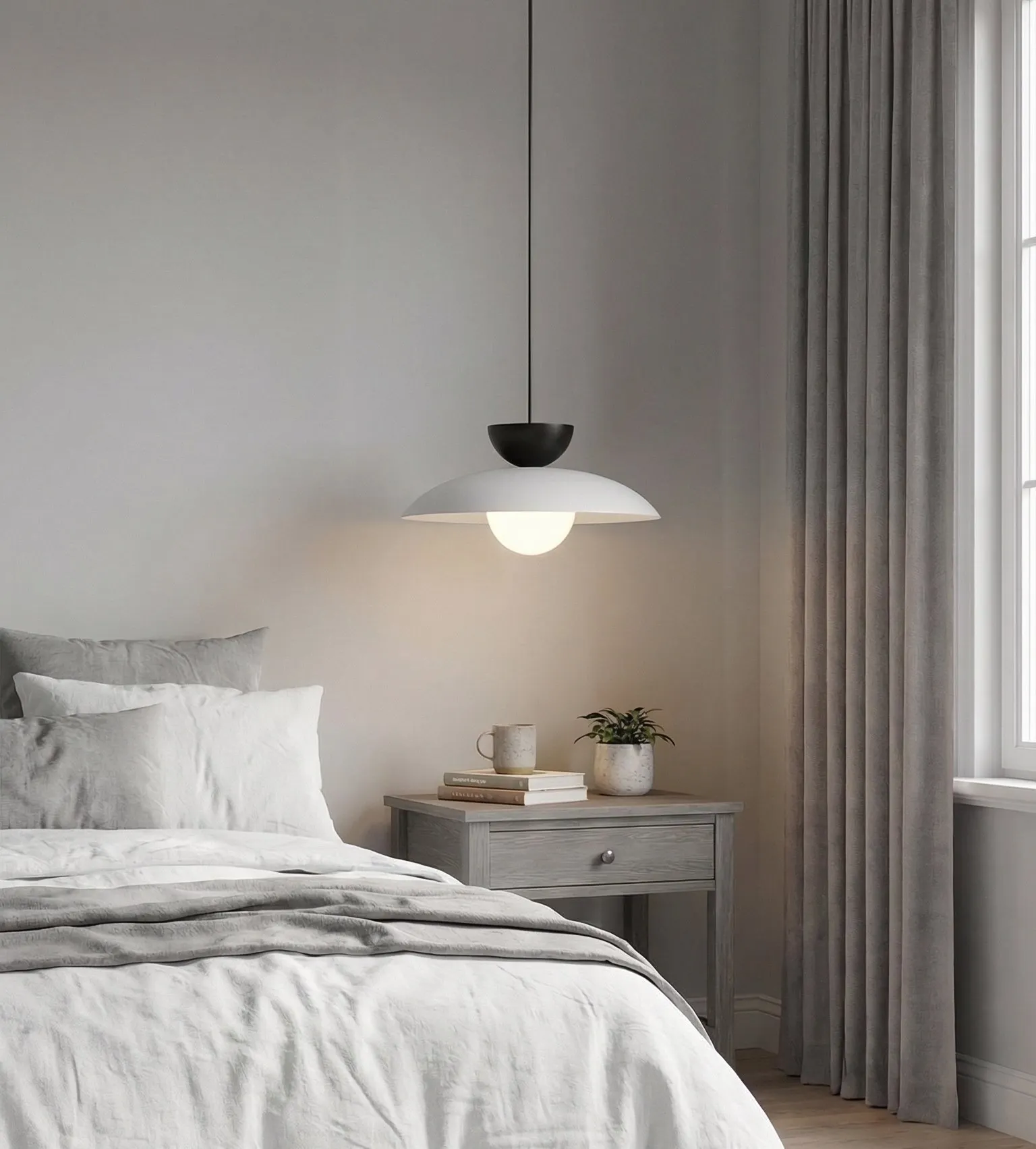 Lampa wisząca MULAN 1 GRAY BL czarna szara - 1621/3