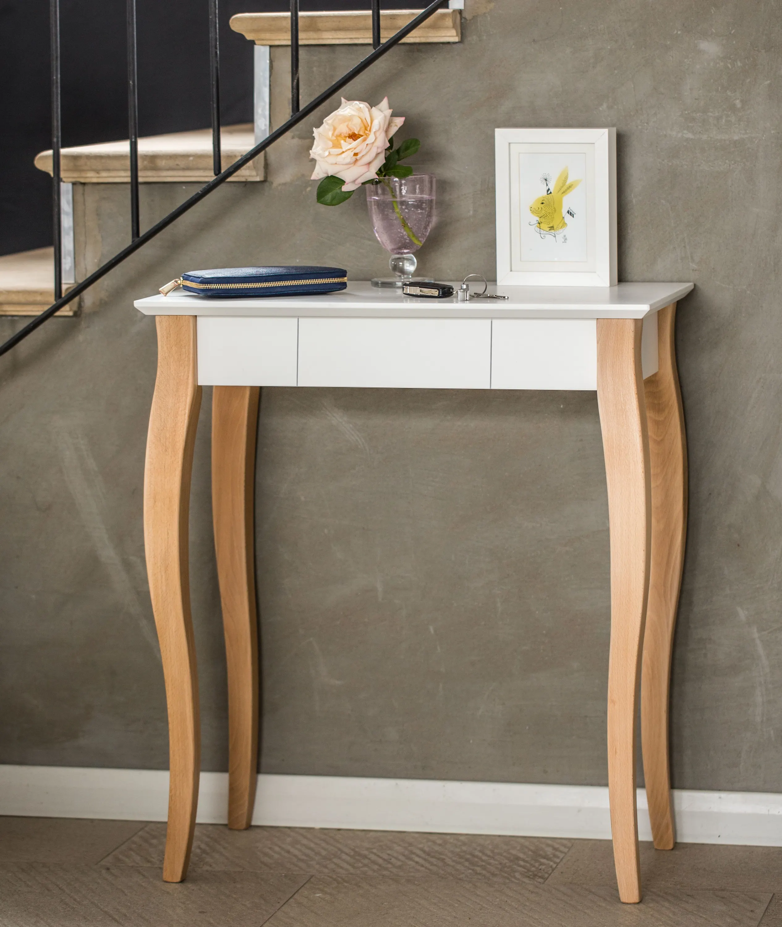 Biurko z szufladą LILLO 65x40 grafitowy blat/drewniane nogi - RAGABAWDLIL13