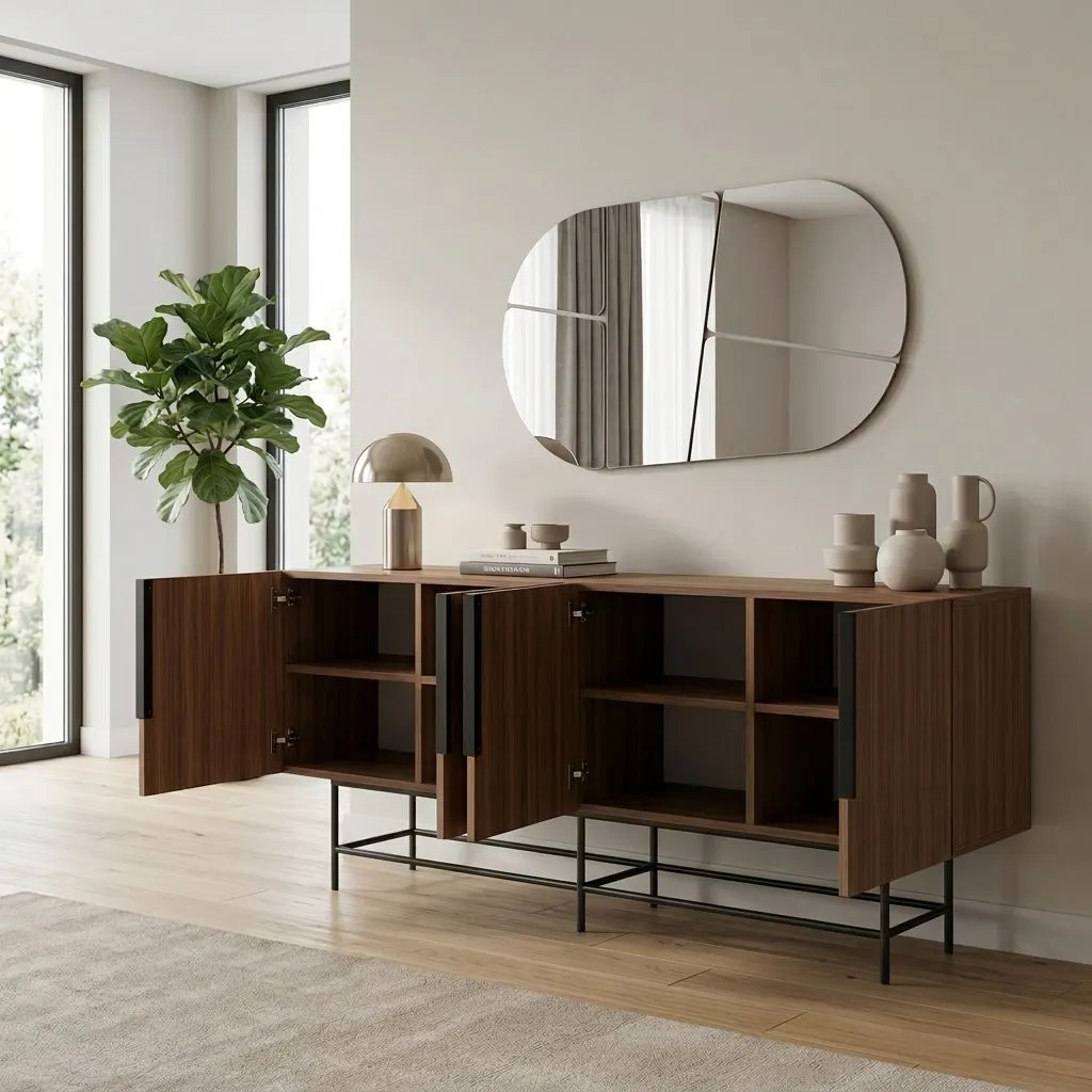 Konsola 4-drzwiowa ELDIA 200 cm orzech Milano czarna - ASI_632NRD1211