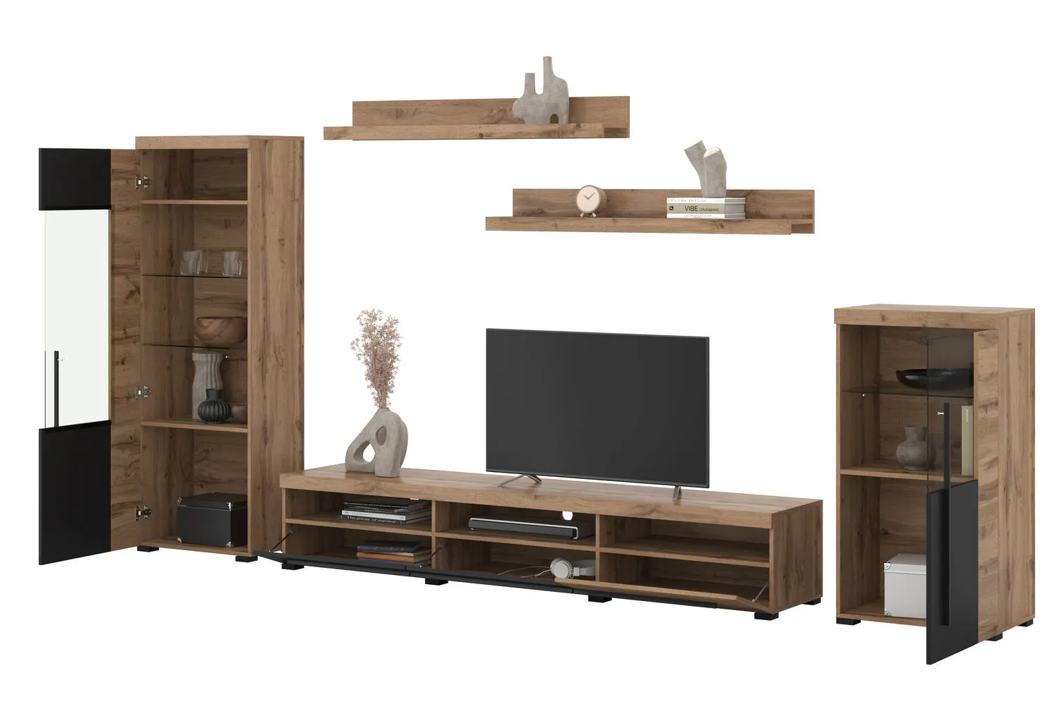 Meblościanka ROGER 11 dąb wotan/czarny - 22N2ZH11