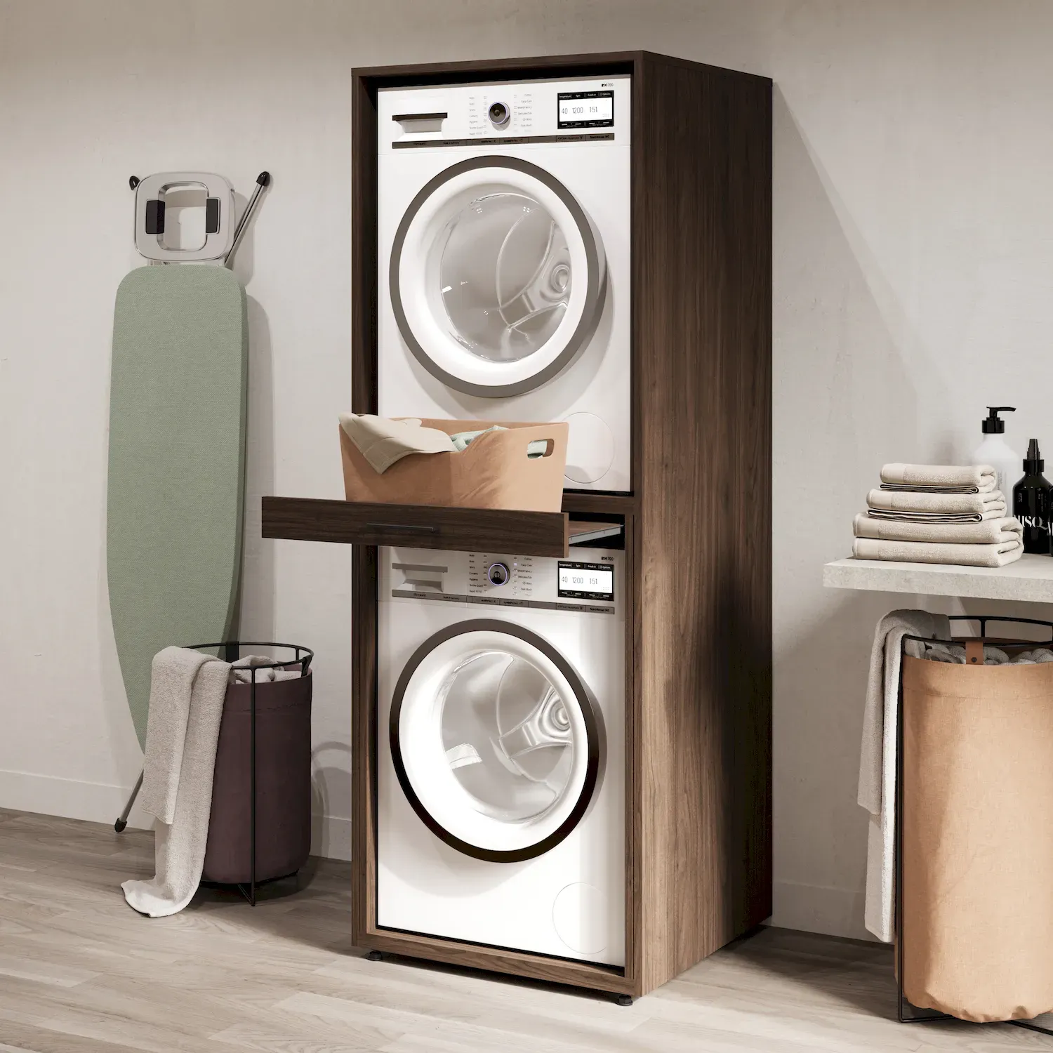 Zabudowa na pralkę i suszarkę AZA wysuwana półka orzech - 30OVME61