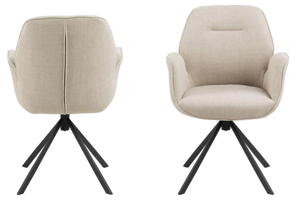 Krzesło obrotowe z podłokietnikami SPRING beżowe/czarne metalowe nogi - 0000101082