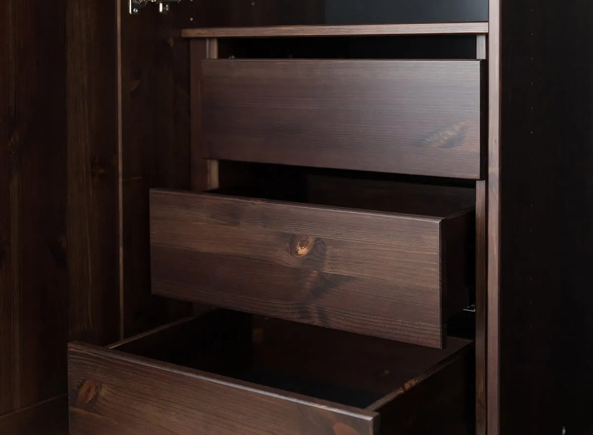 Moduł z szufladami do bieliźniarki ROSELLA 62x57 sosna ciemny brąz - SKROS09