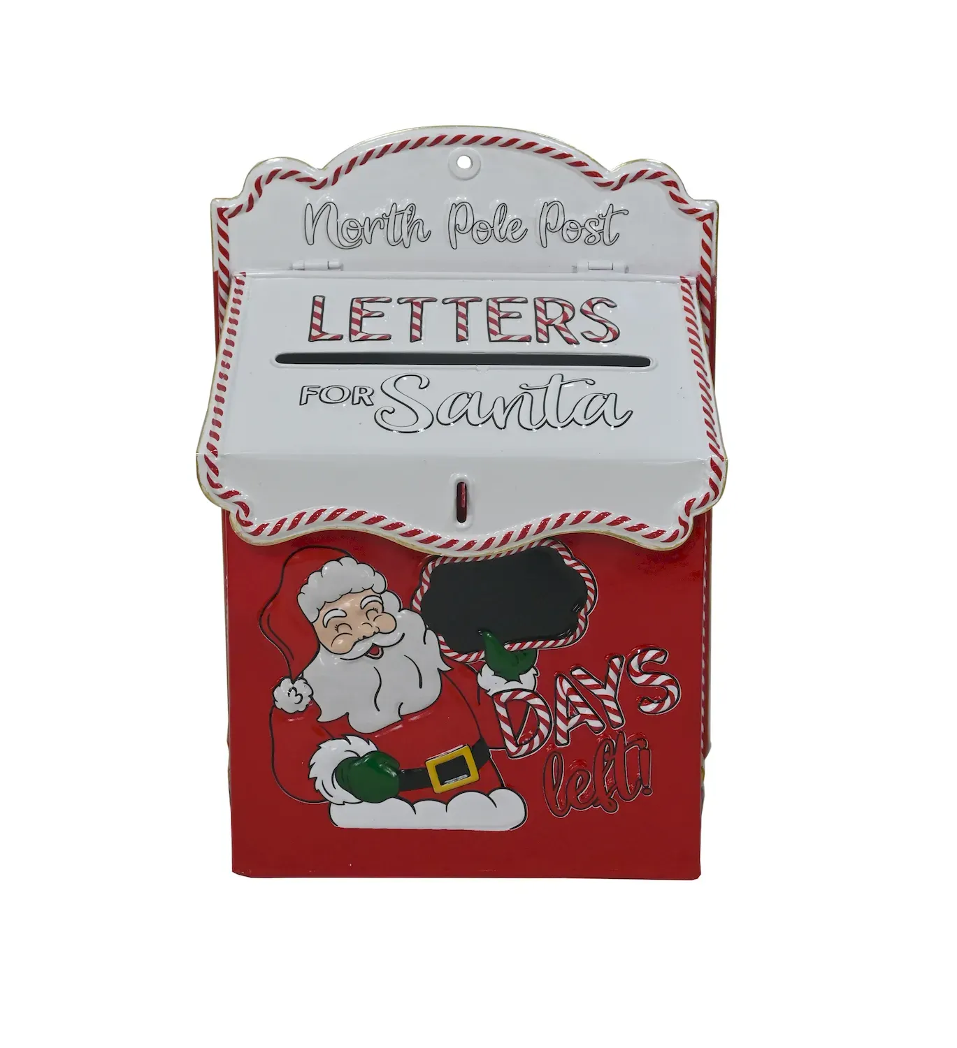 Skrzynka na listy metalowa Z MIKOŁAJEM 1665 czerwono-biała