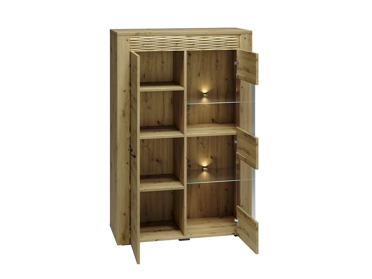 Witryna nIska 2-drzwiowa ARTIS 05 z oświetleniem, dąb artisan - 1ARTI05-001