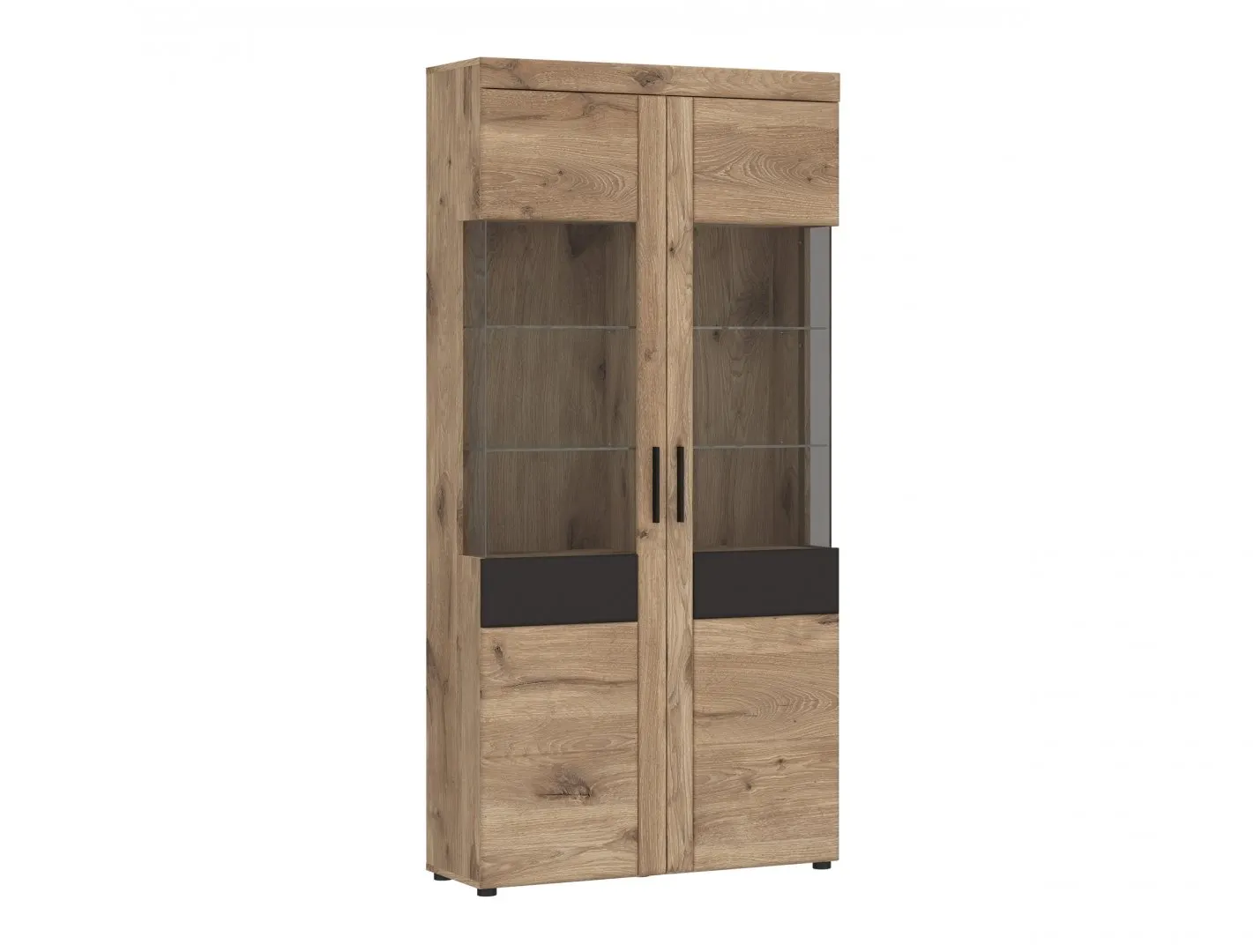 Witryna 2-drzwiowa wysoka GRANO 93x195x37 dąb viking, szary GRNV02 Witryna 2-drzwiowa wysoka GRANO 93x195x37 dąb viking, szary GRNV02