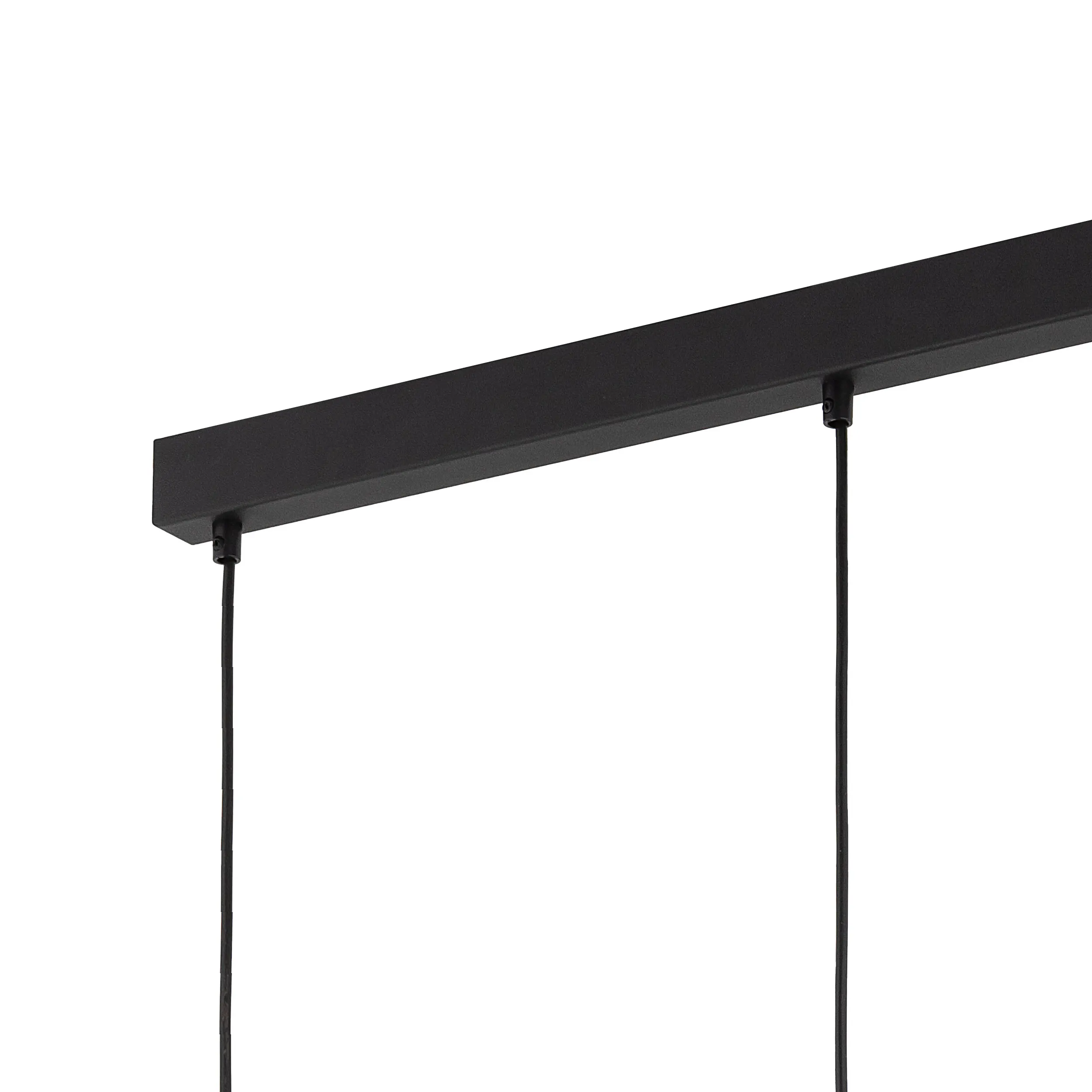 Lampa wisząca OMEGA czarna na metalowej listwie złote elementy szare okrągłe szklane klosze 100x84x20cm - TK_4574