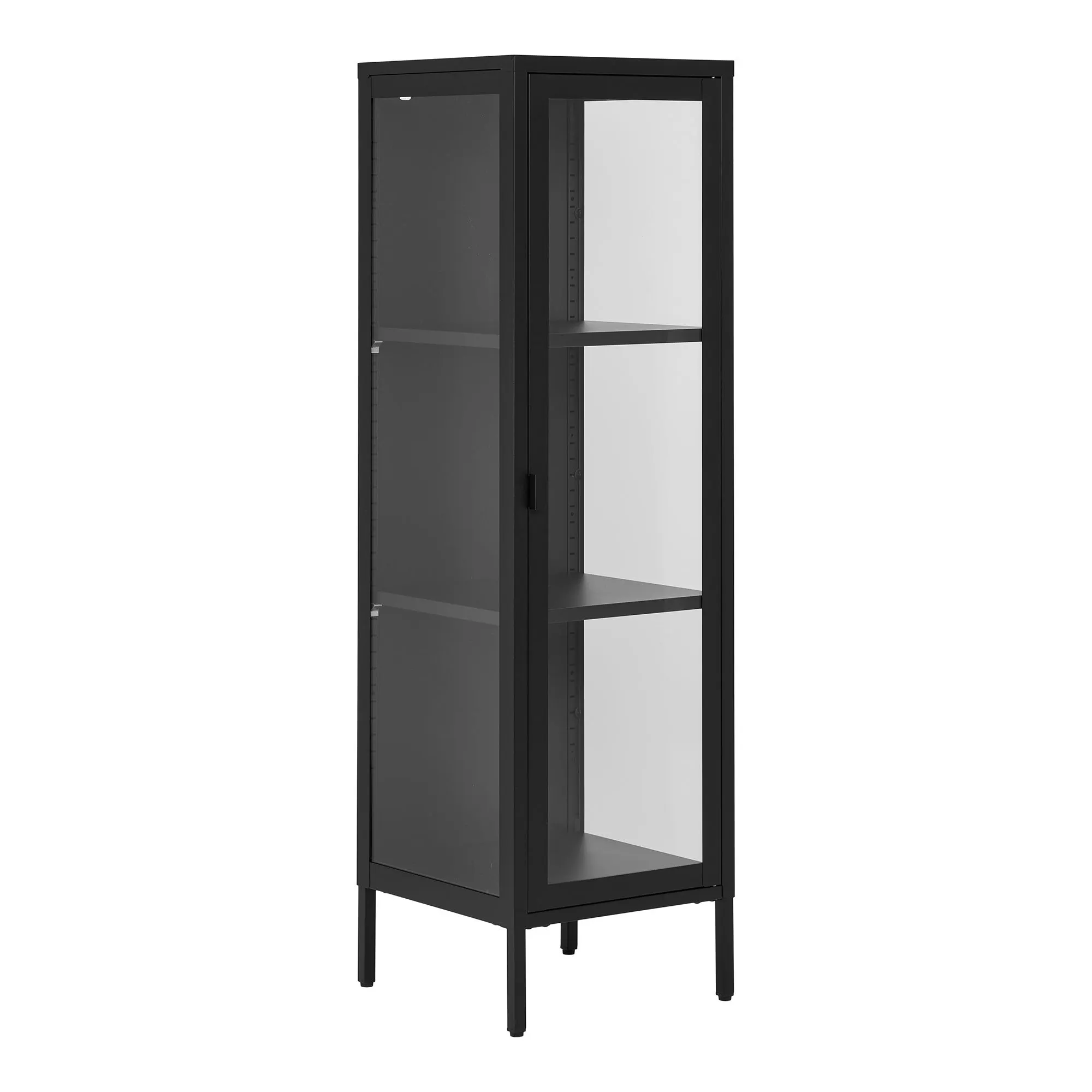 Witryna niska 1-drzwiowa BRISBANE przeszklone boki 40x35x140 cm - czarna