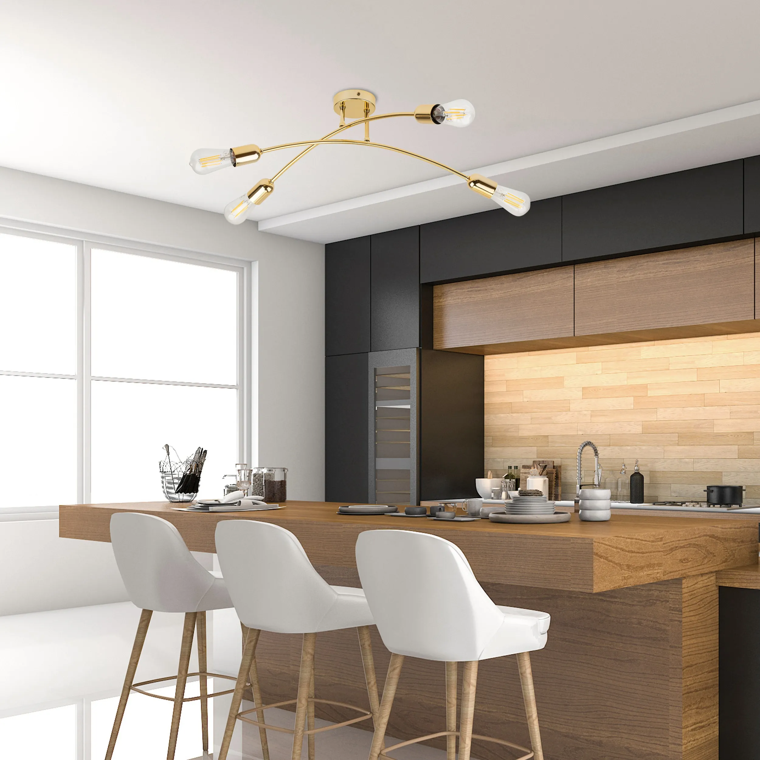 Lampa sufitowa HELIX złota metalowa 62x20cm - TK_4688