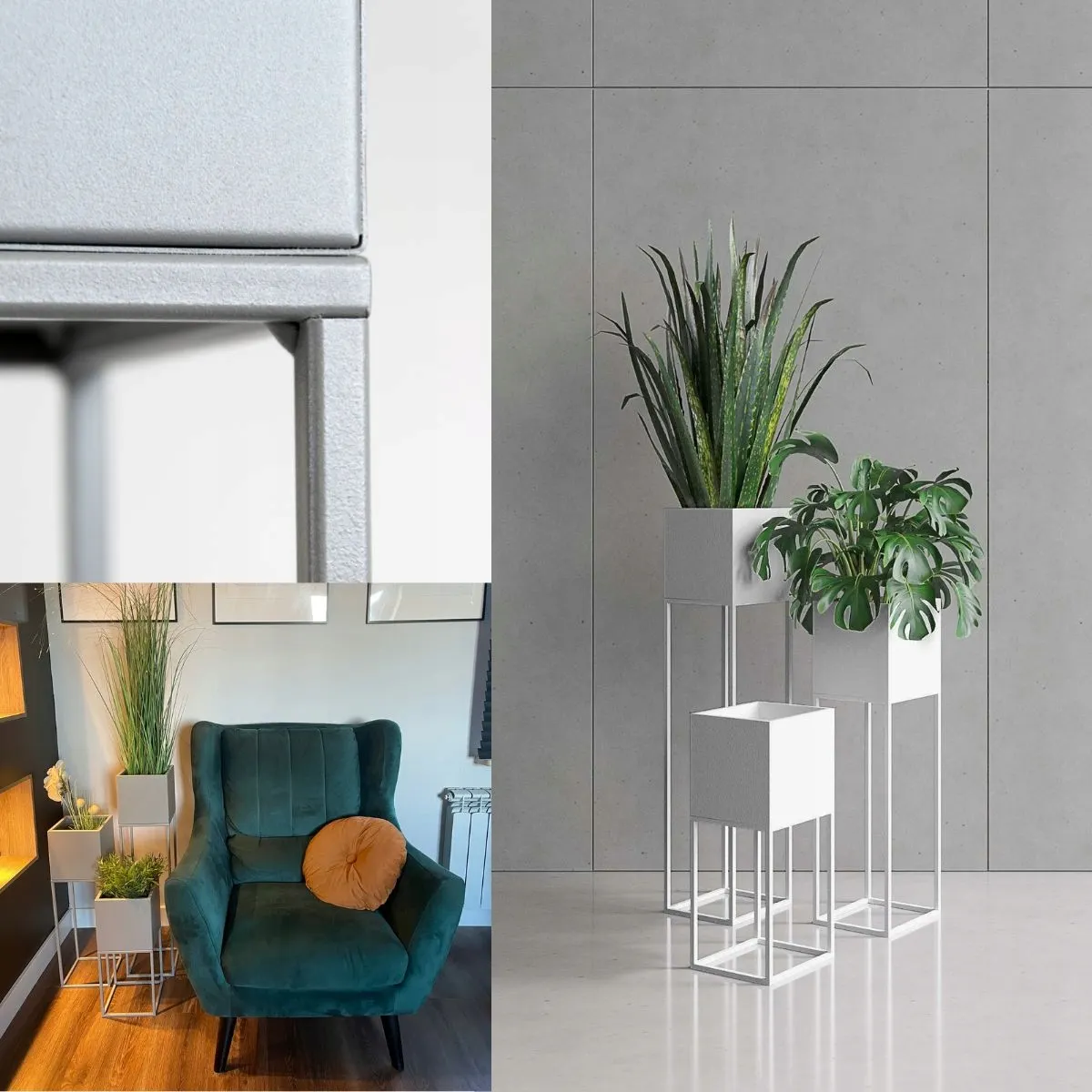 DONICZKA-osłonka na donice metalowa LORIENT L srebrna - LD_TZ000075