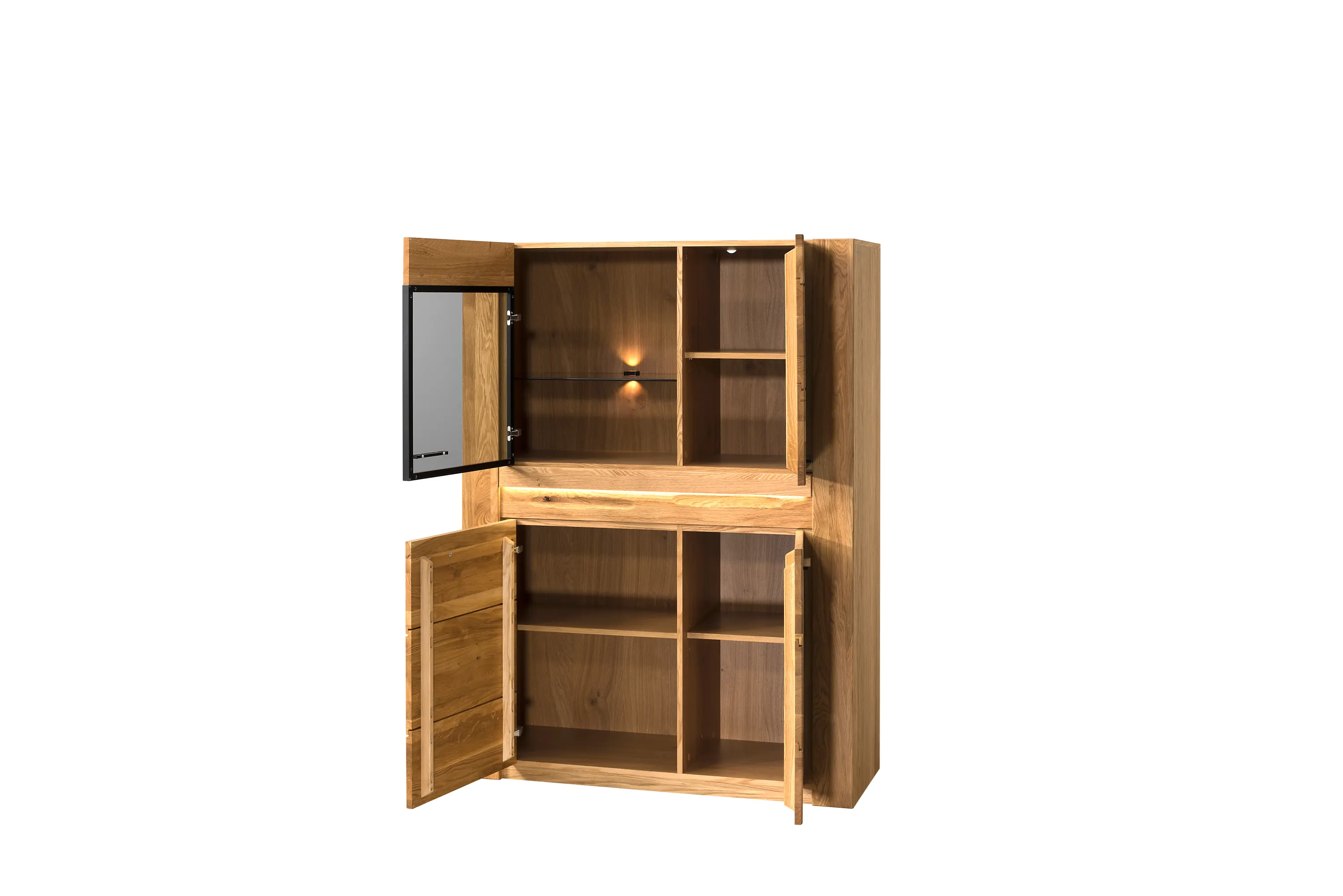 Witryna niska 4-drzwiowa VELVET NATURA 15 dąb naturalny grafit 150x110x42cm - TH-100-1688