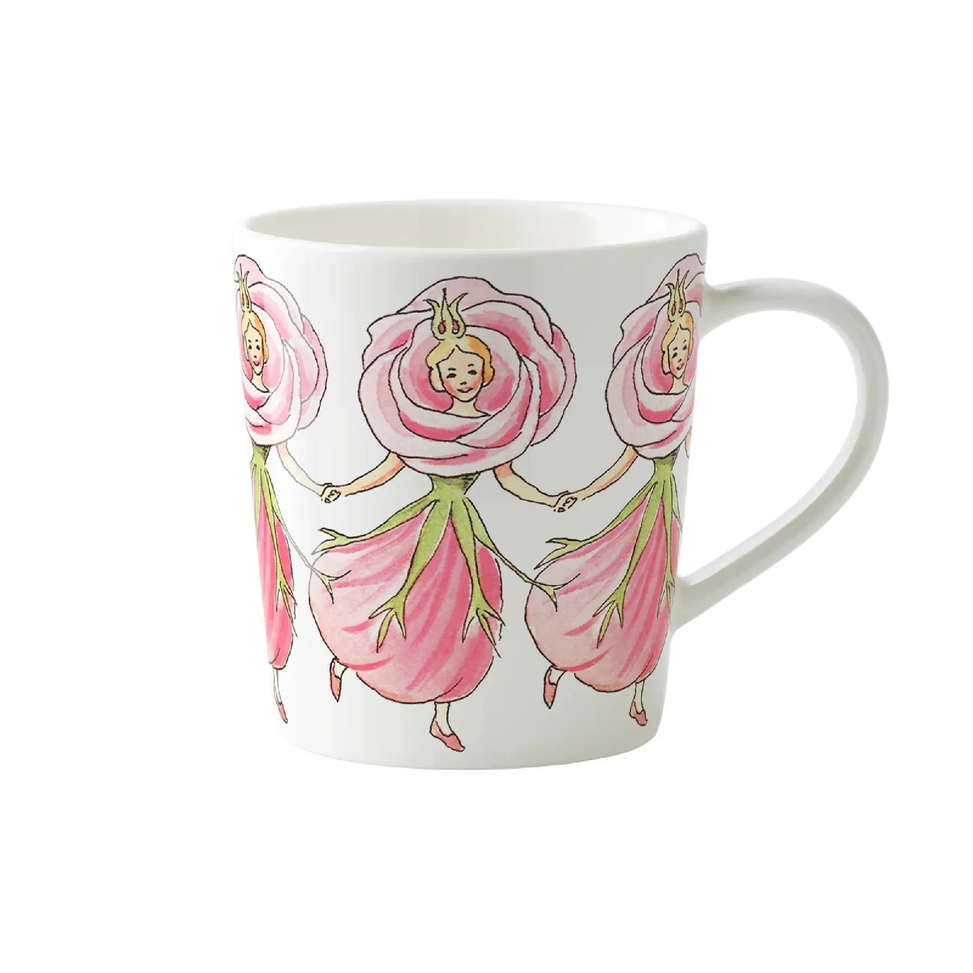 image femme ballerine, mug, pink dress, floral pattern, ceramic