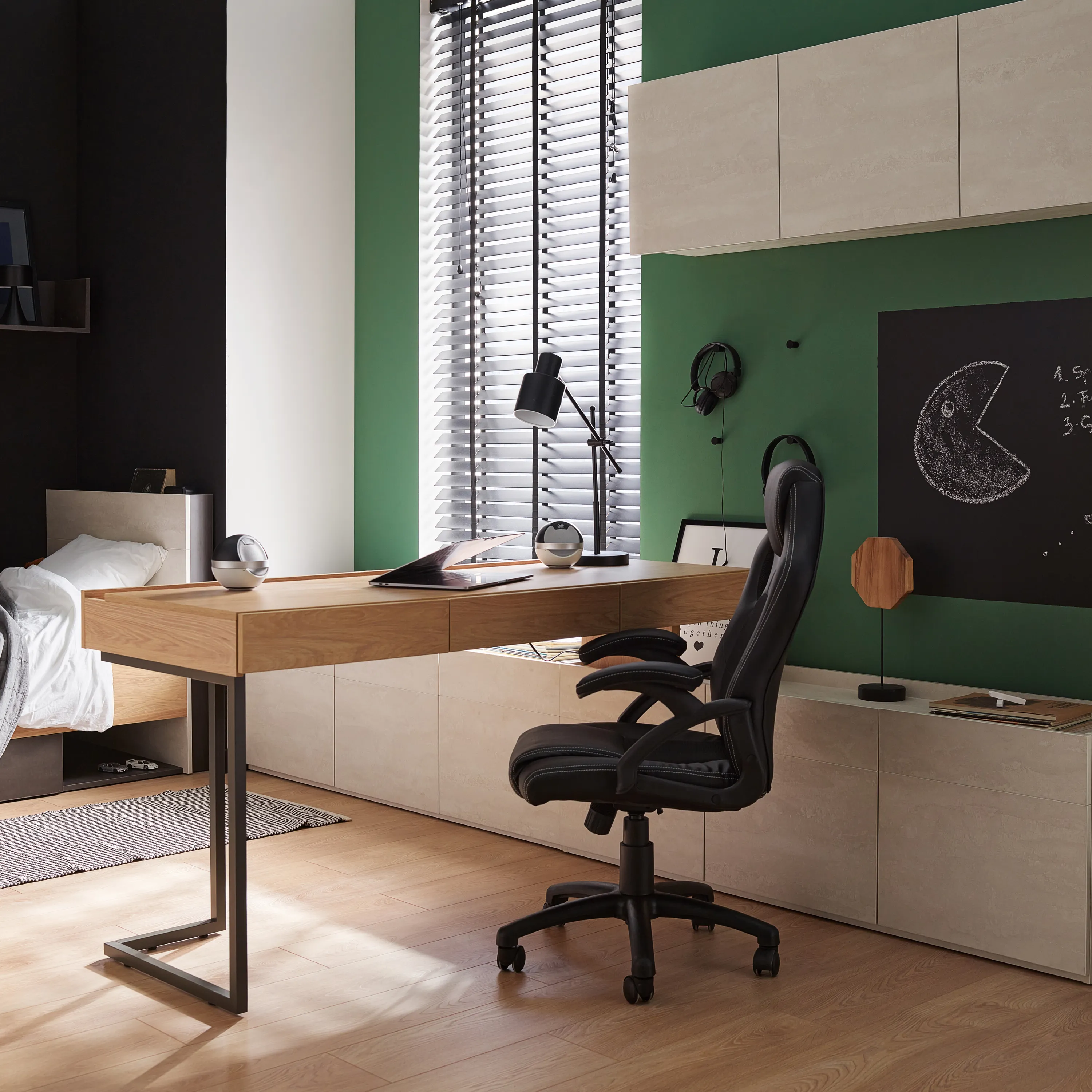 Biurko prawe/lewe Teen Flex TF-04 150cm hikora naturalna/surowa stal - TF4HRS