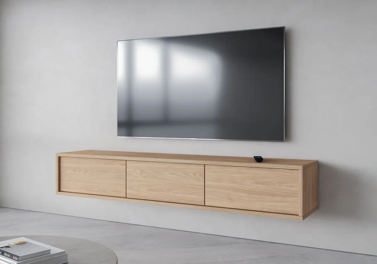 Szafka RTV FRIDA z opcją podwieszenia 3-drzwiowa dąb olejowany 180x36x32cm - 24DOMT38