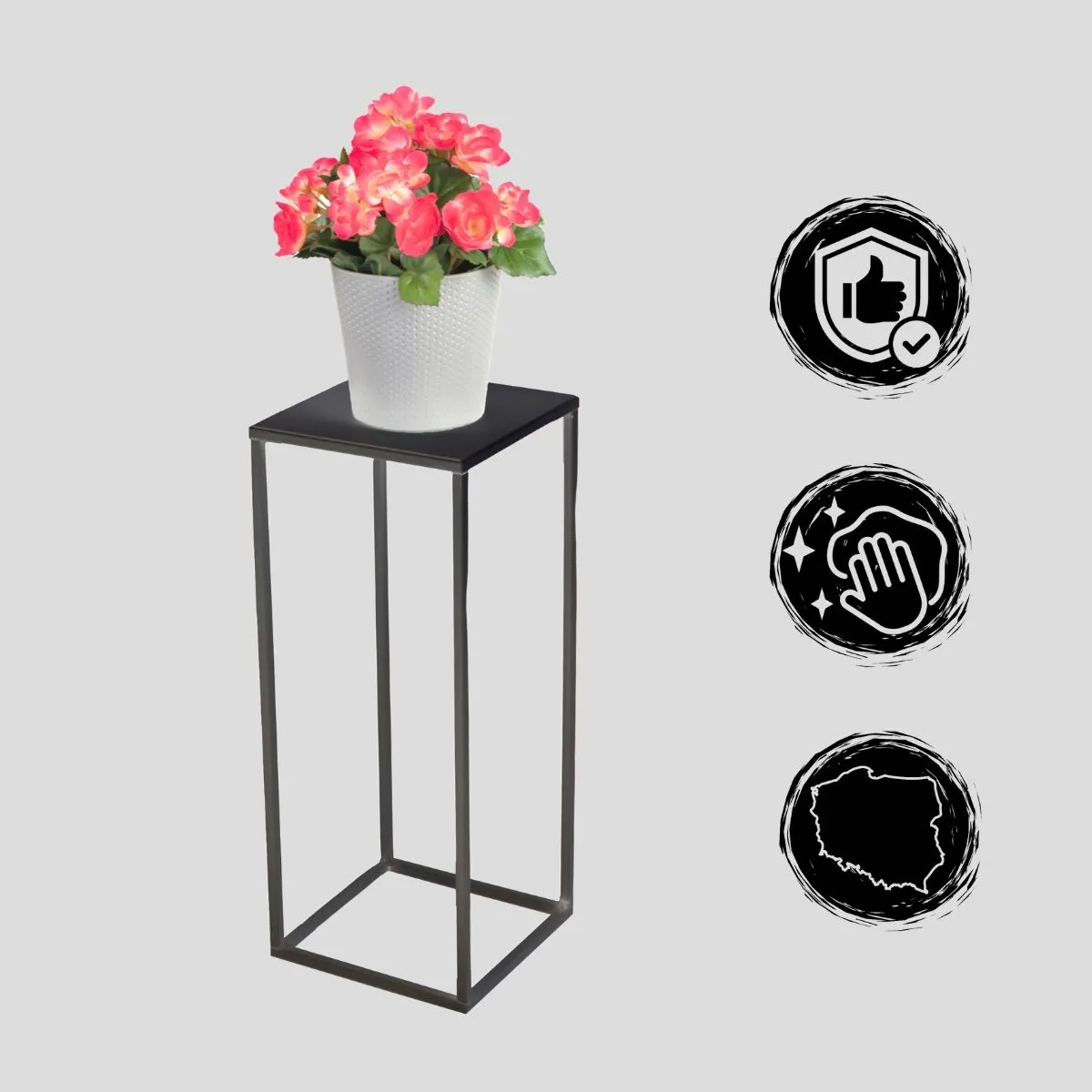 Kwietnik stojący metalowy EVRON S czarny - LD_TZ000087