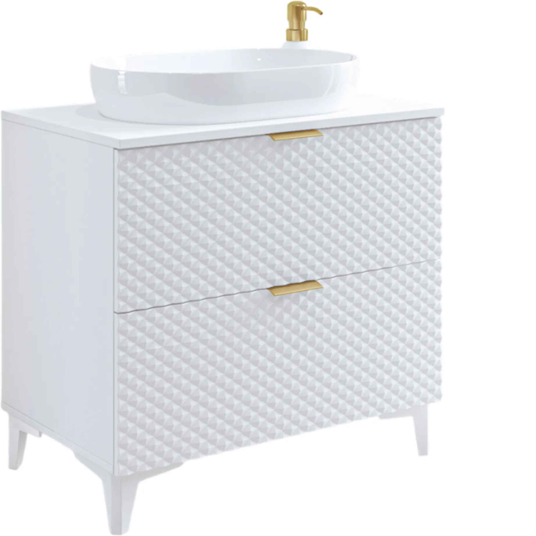 Szafka pod umywalkę LAURA wisząca z 2 szufladami 80 cm - biała - 3097NM48